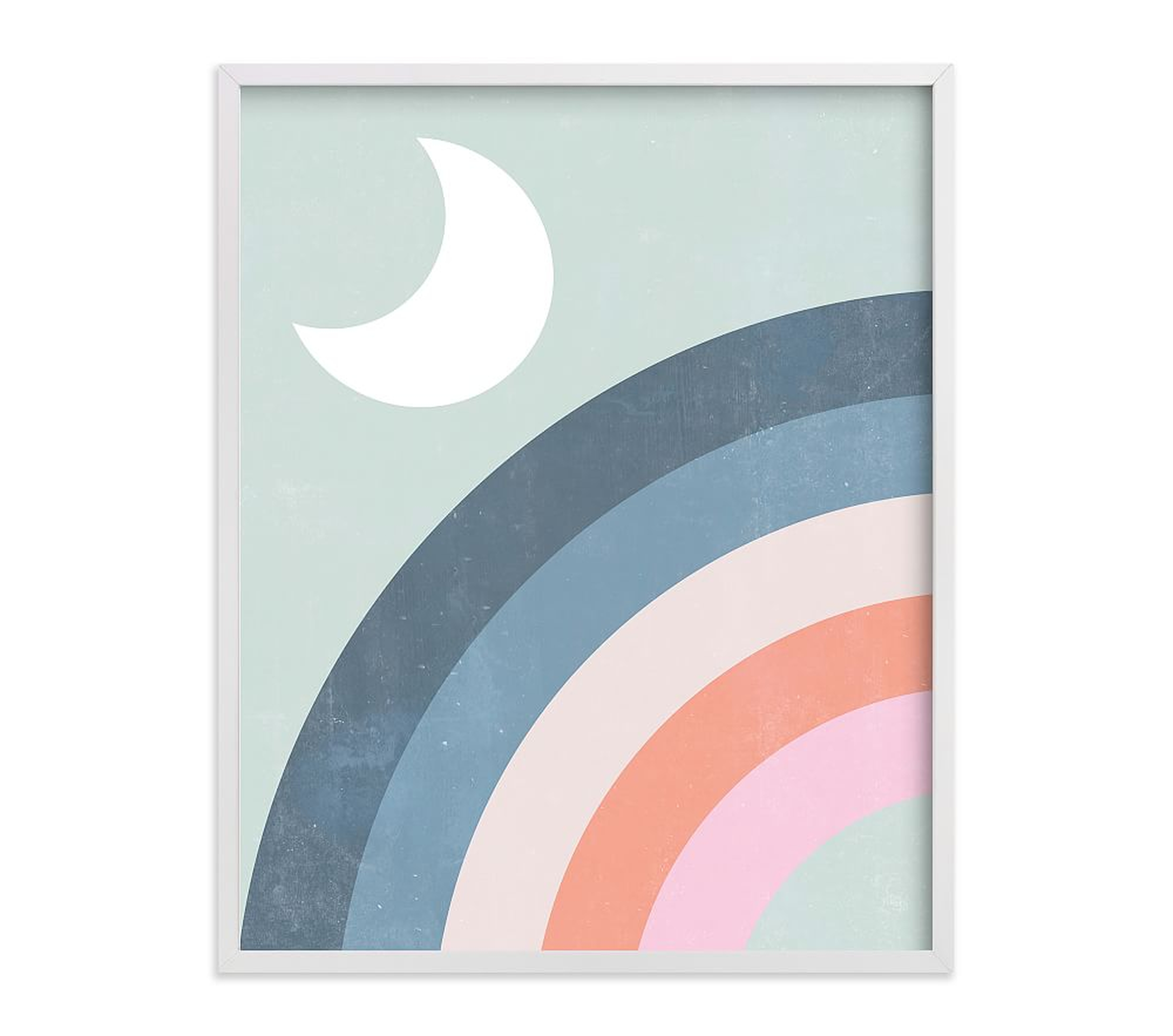 Minted(R) Double Pastel Rainbow with Moon Wall Art by Emmanuela Carratoni 16x20, White - Pottery Barn Kids