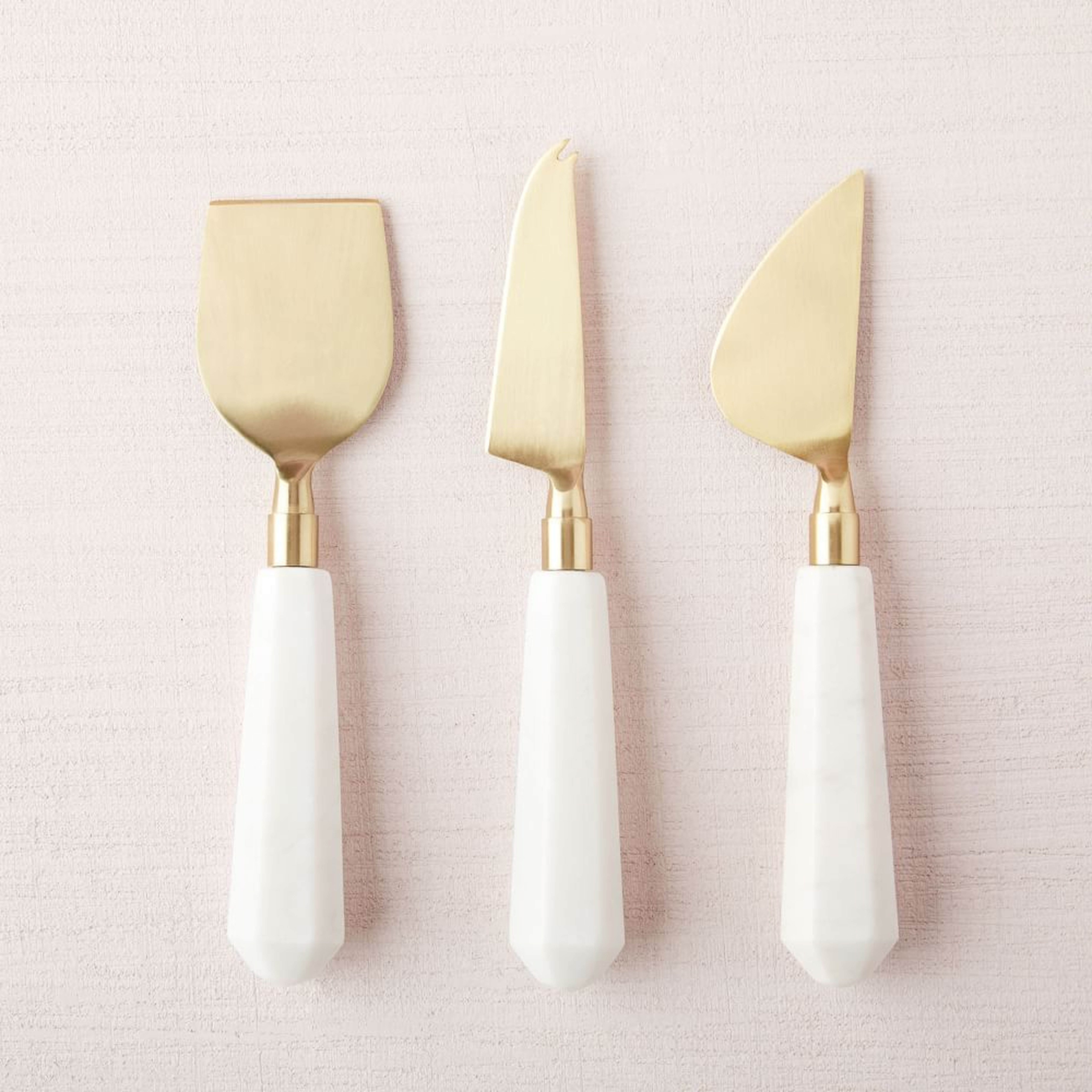 Marble + Brass Cheese Knives, Set of 3 - West Elm