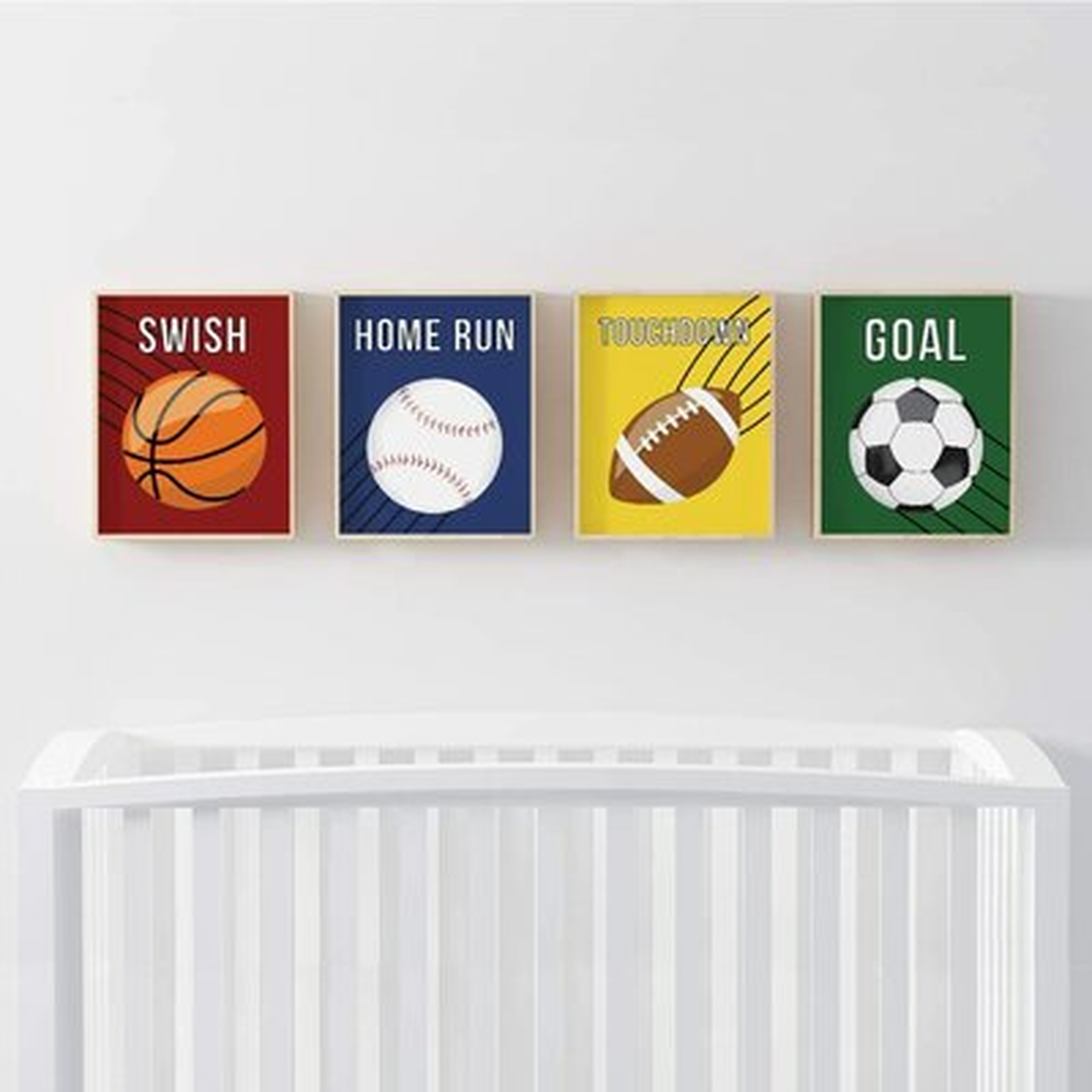 Winton Colorful Basketball Baseball Soccer Football 4-Piece Set Paper Print - Wayfair