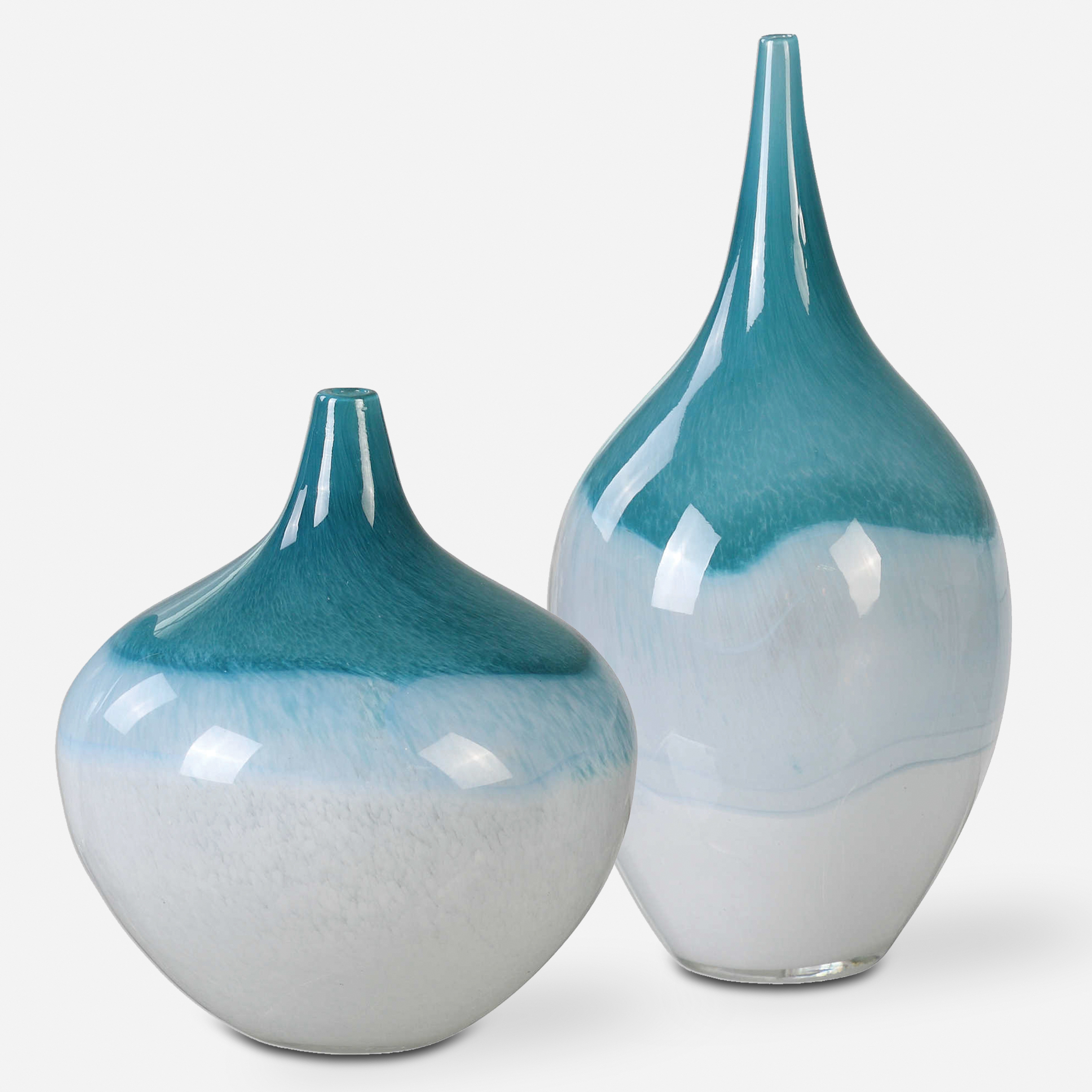 Carla Teal White Vases, S/2 - Uttermost