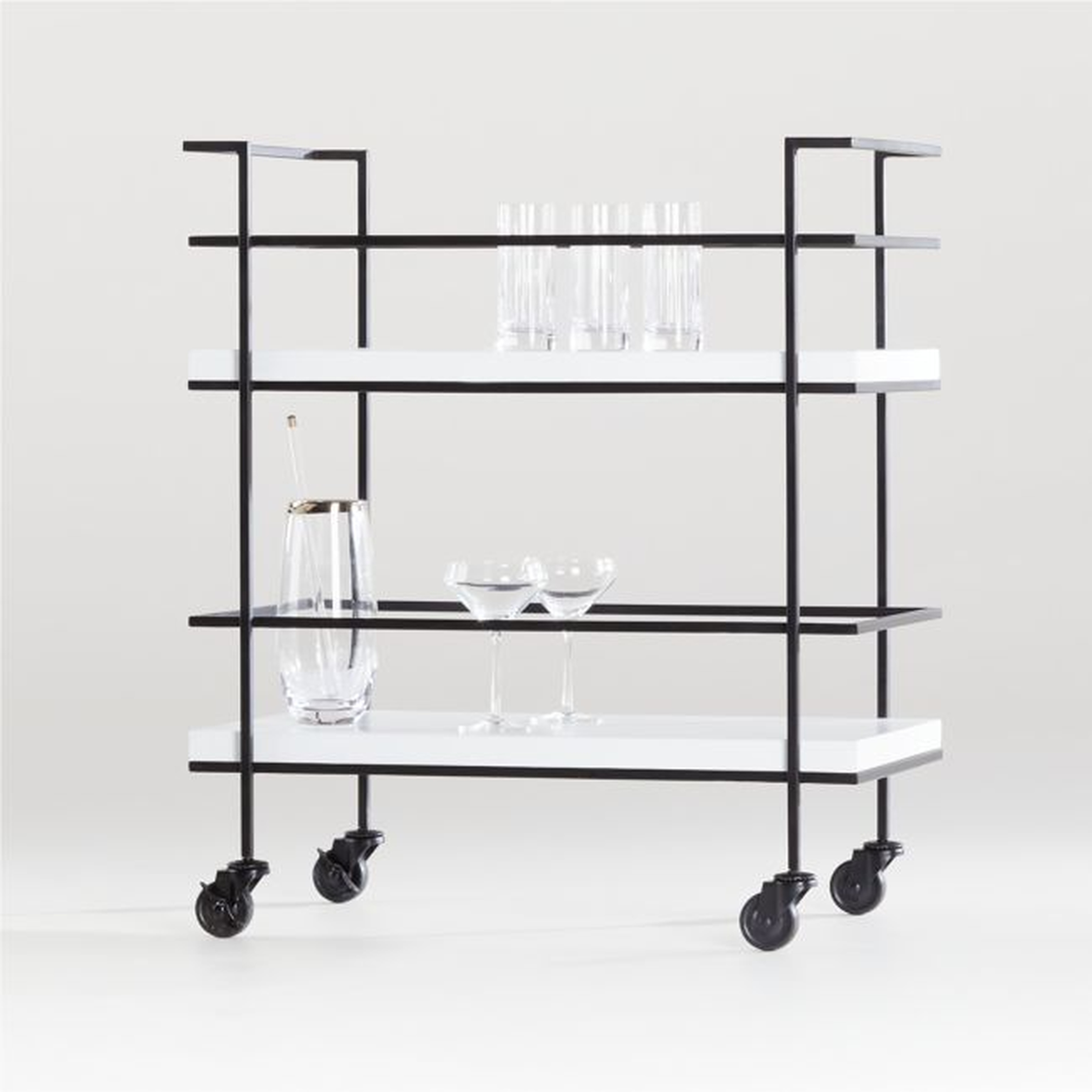 Adina Black Cart with White Concrete Shelves - Crate and Barrel