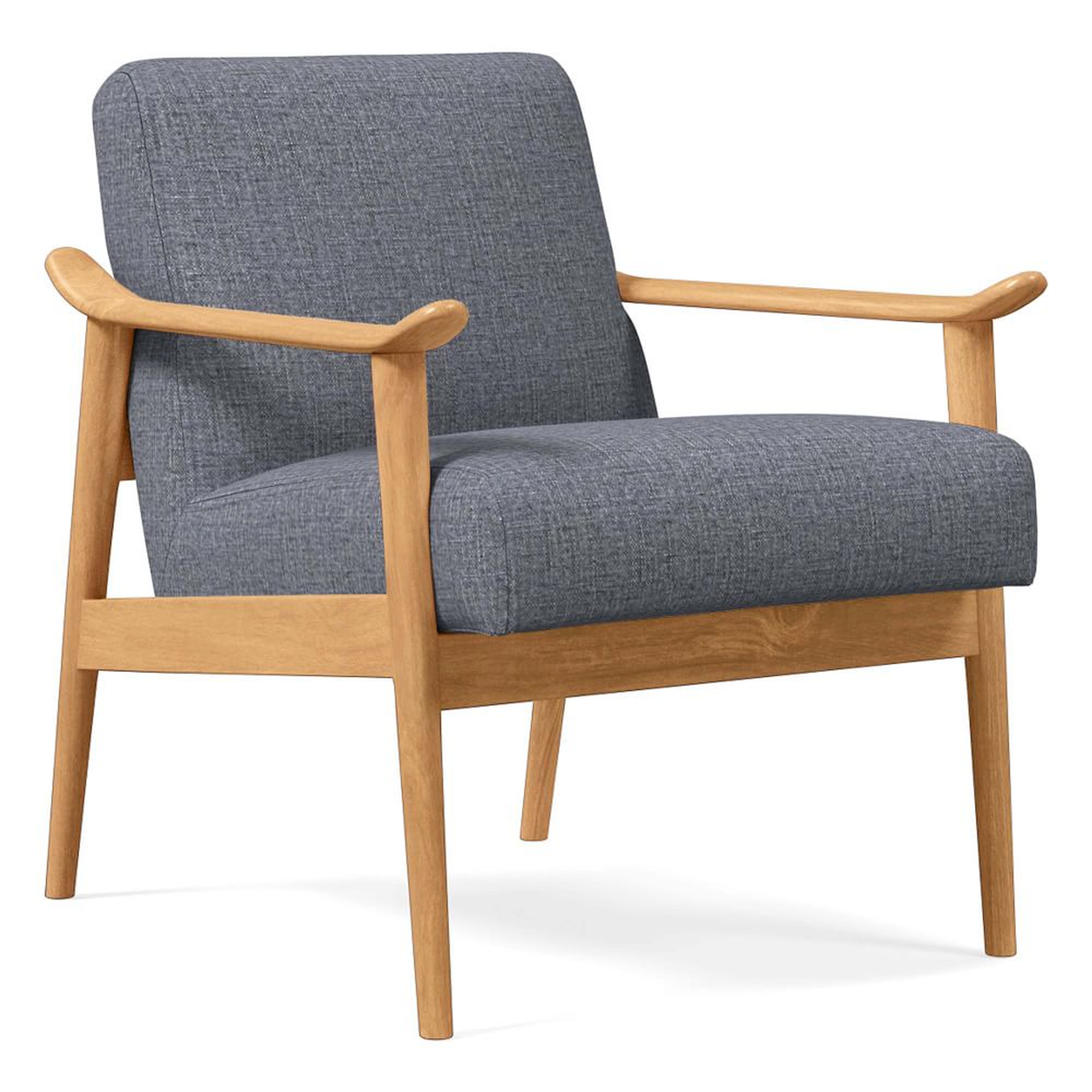Mid Century Showwood Chair, Poly, Yarn Dyed Linen Weave, Graphite, Natural Oak - West Elm