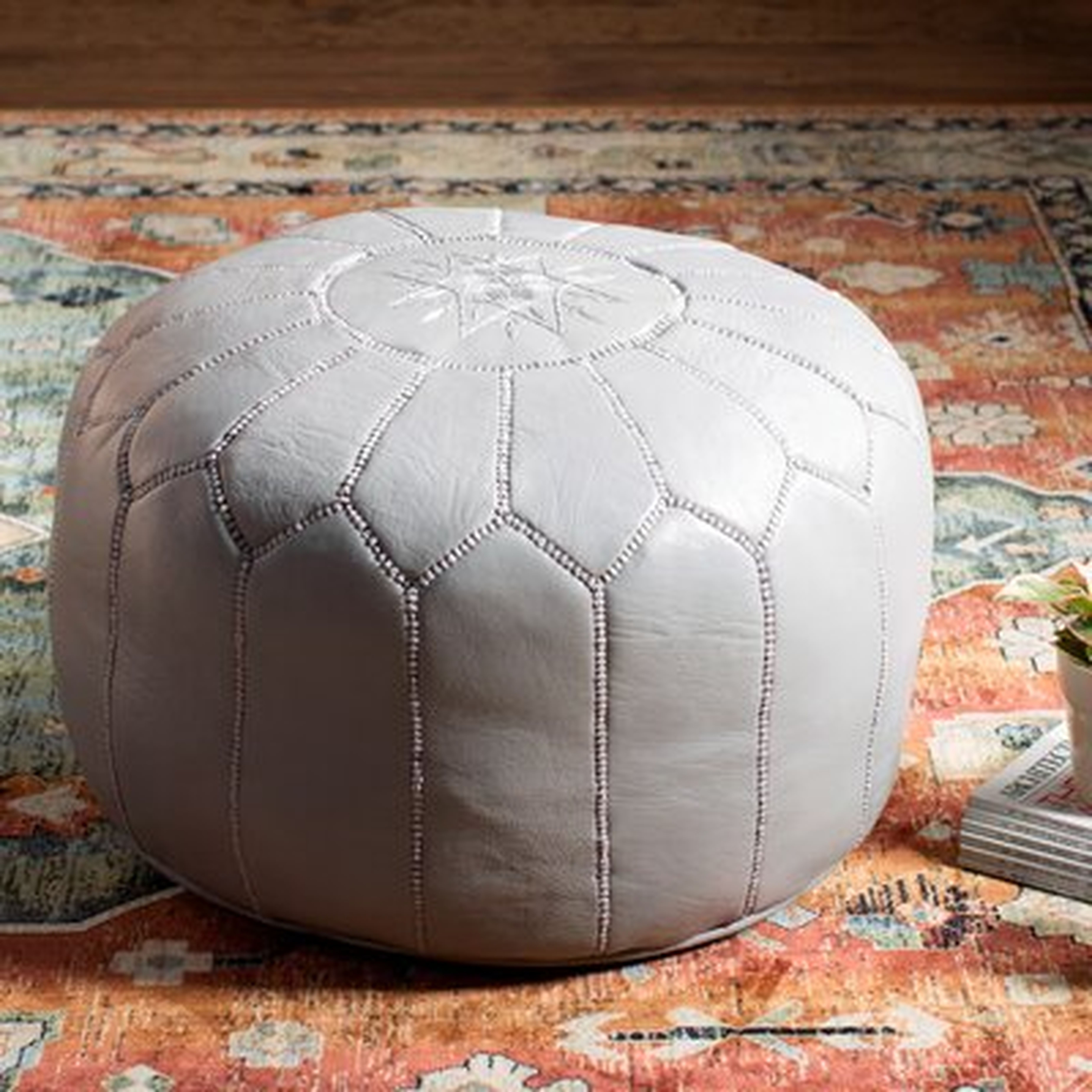 Averi Leather Pouf - AllModern