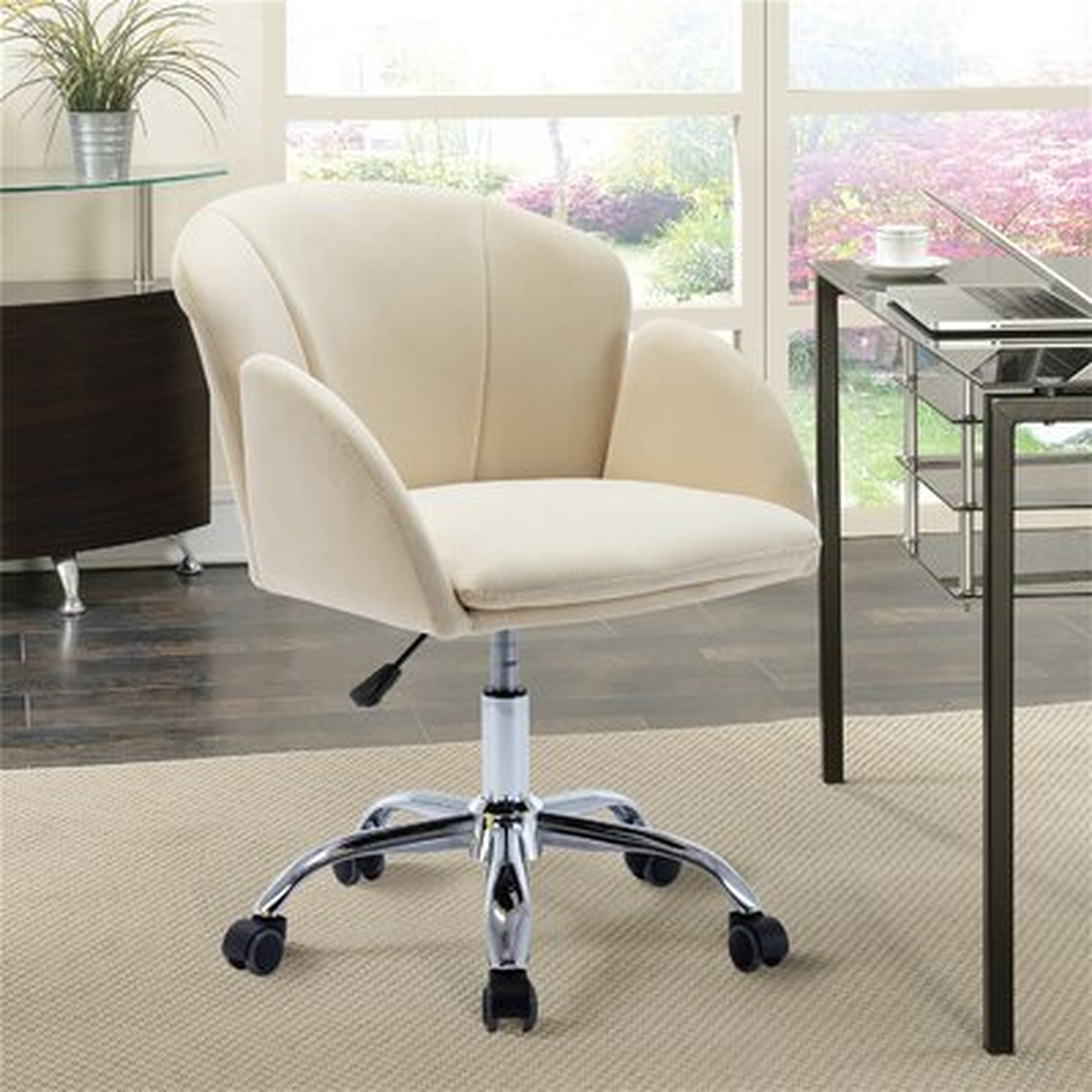 Swivel  Office Chair For Living Room/Bed Room, Modern Leisure  Adjustable Office Chair  Ivory Velvet - Wayfair