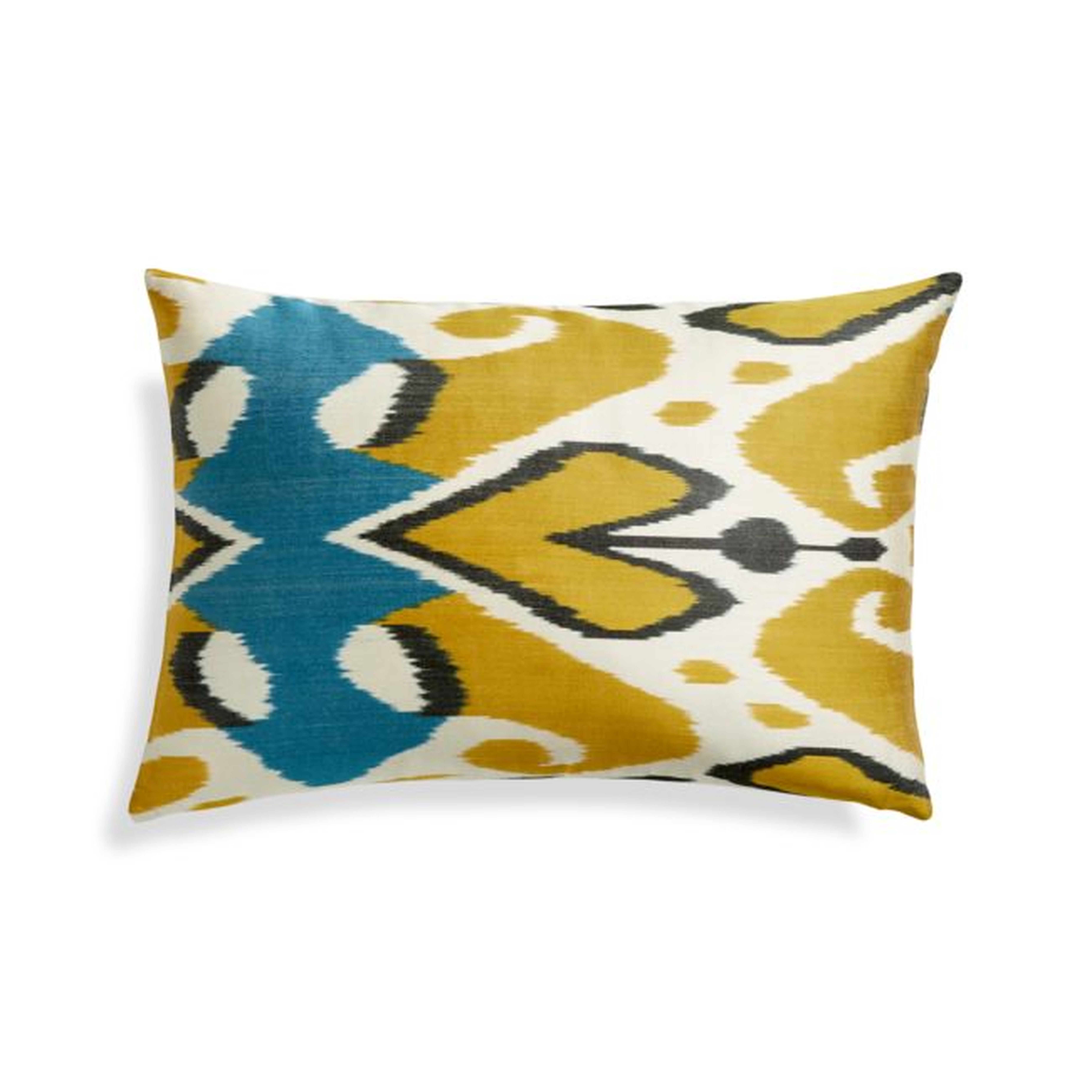 Silk Ikat Pillow Cover Yellow/Blue 22"x15" - Crate and Barrel