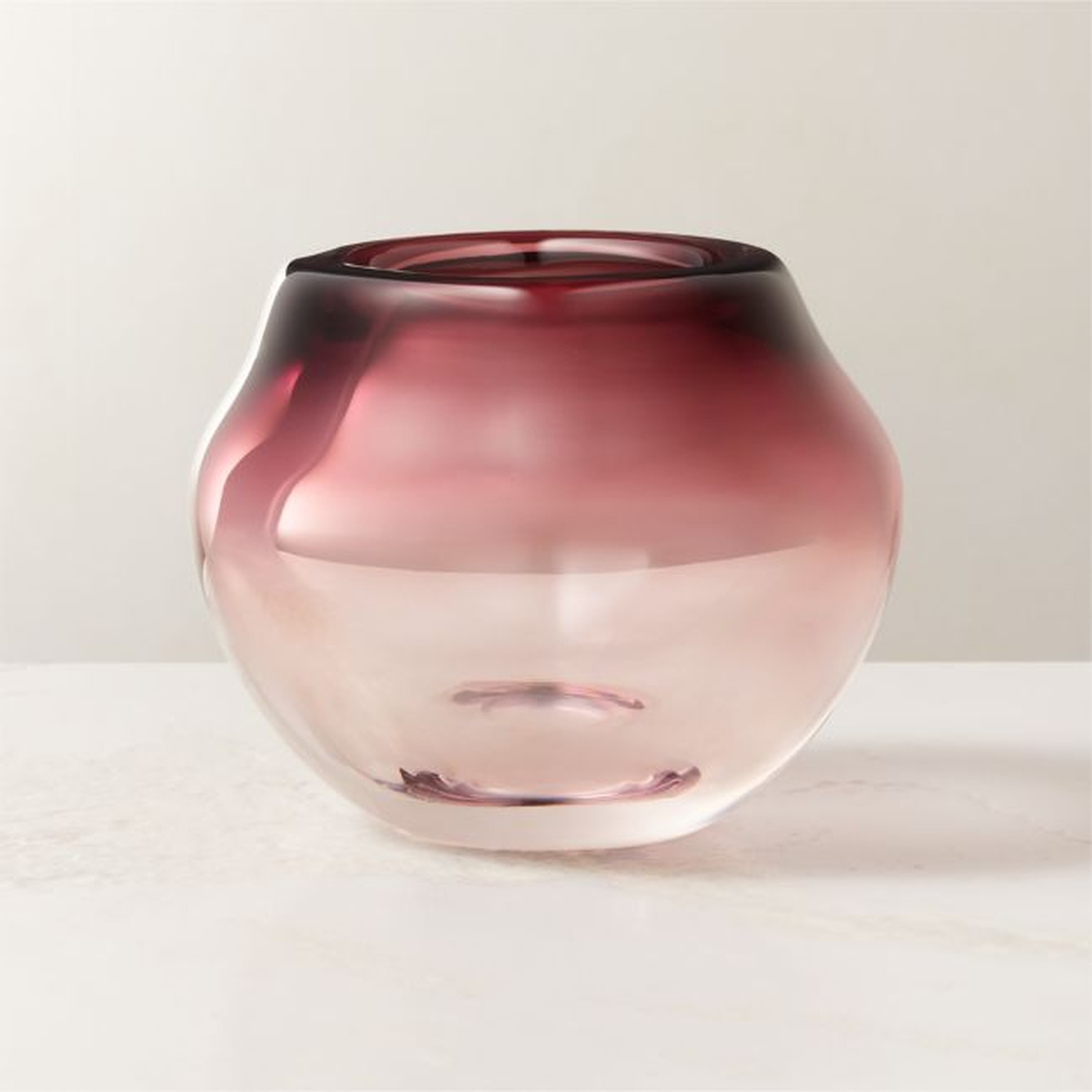 Regine Aubergine Purple Short Glass Vase by goop - CB2