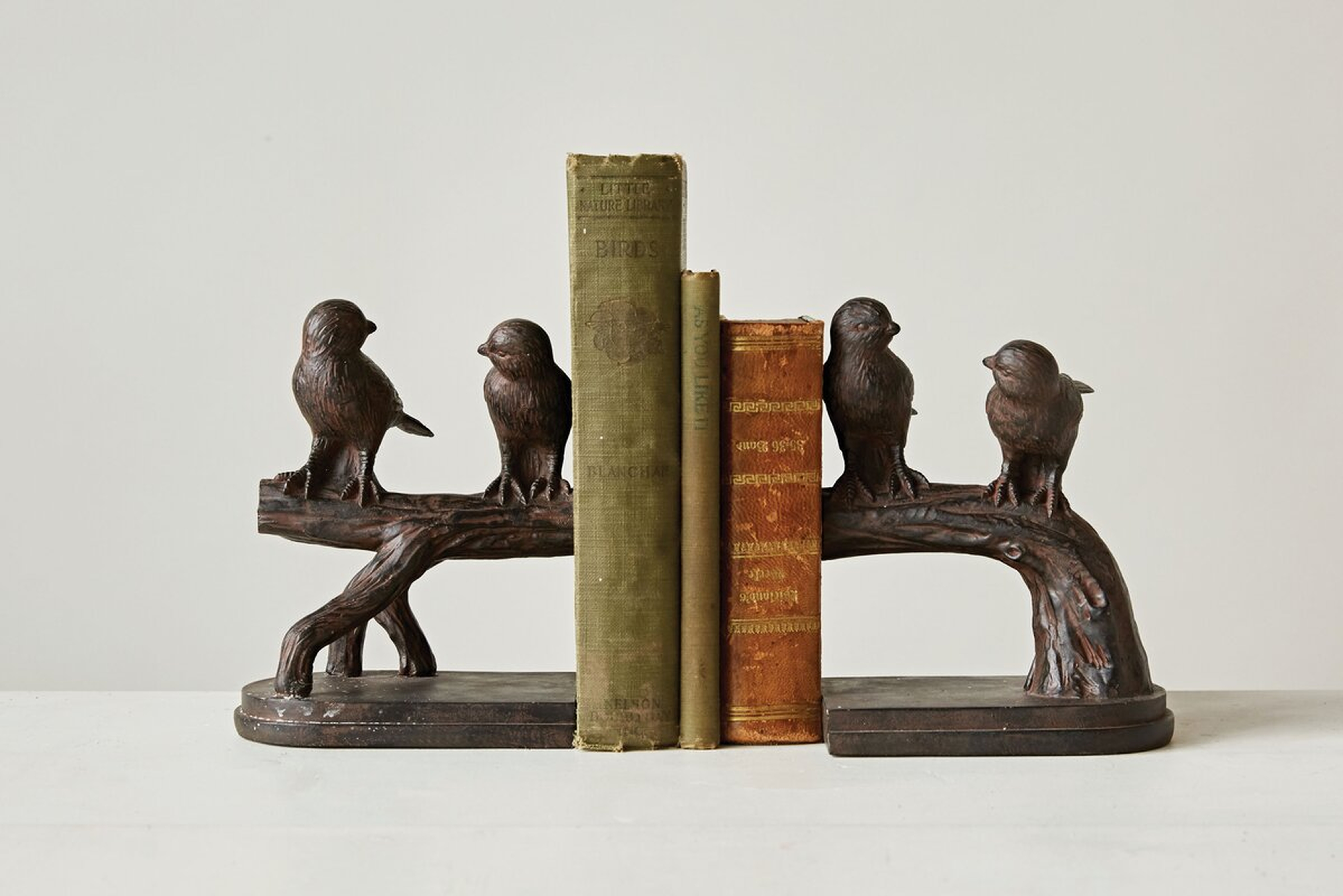 Resin Birds on a Branch Shaped Bookends (Set of 2 Pieces) - Creative Co-Op