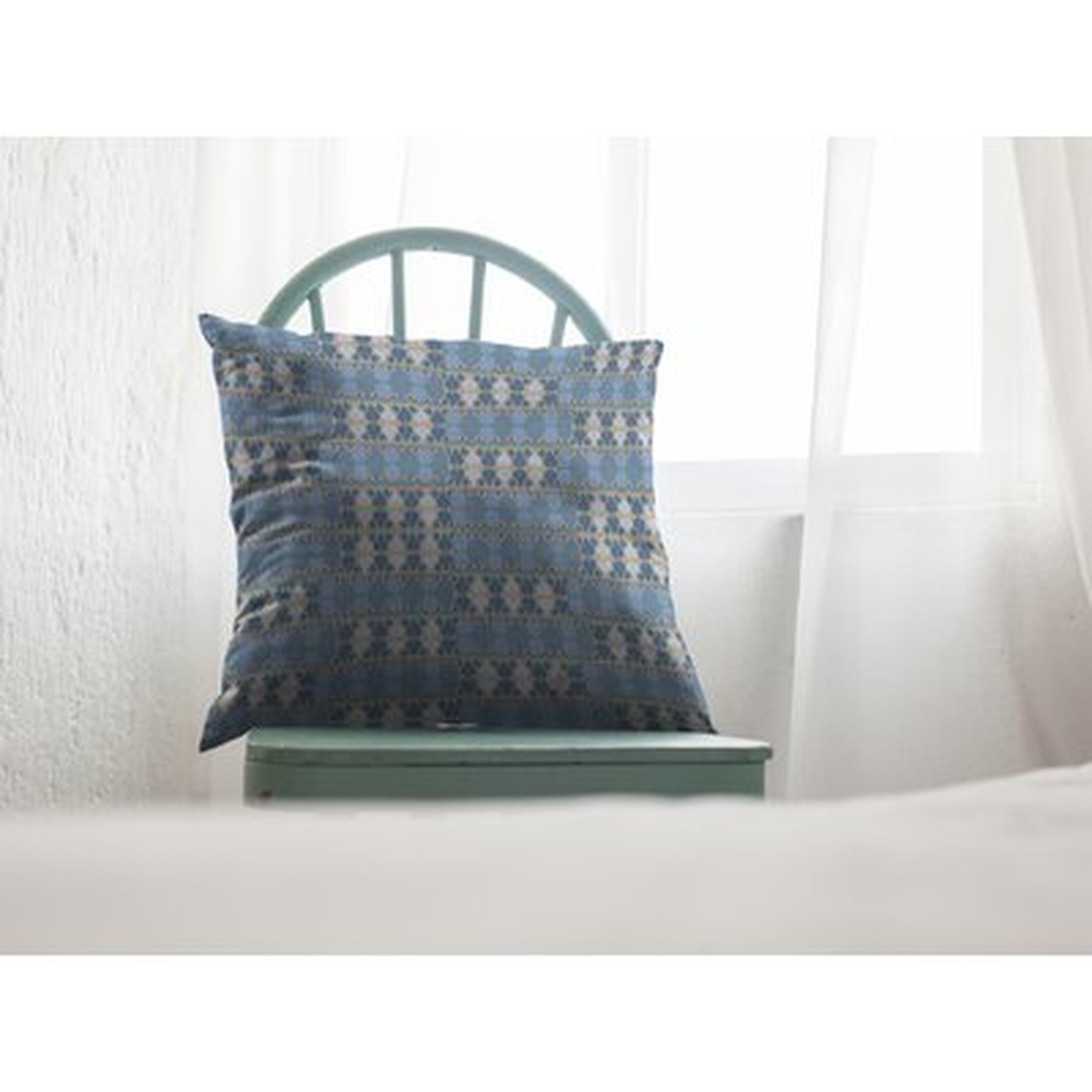 Square Spades Broadcloth Indoor Outdoor Zippered Pillow Muted Light Blue Cream - Wayfair