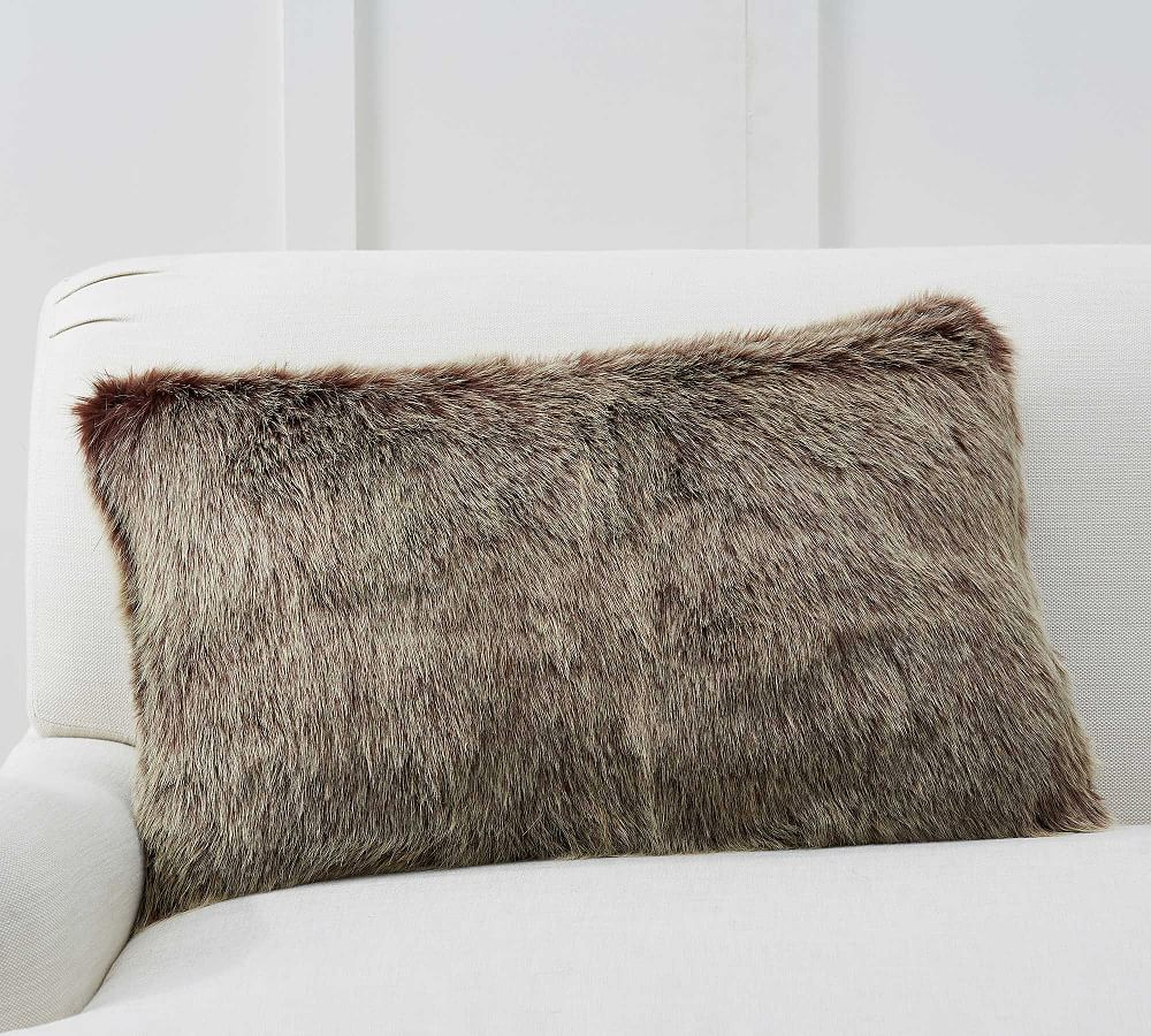 Faux Fur Luxe Mink Lumbar Pillow Cover, 16 x 26", Mink - Pottery Barn