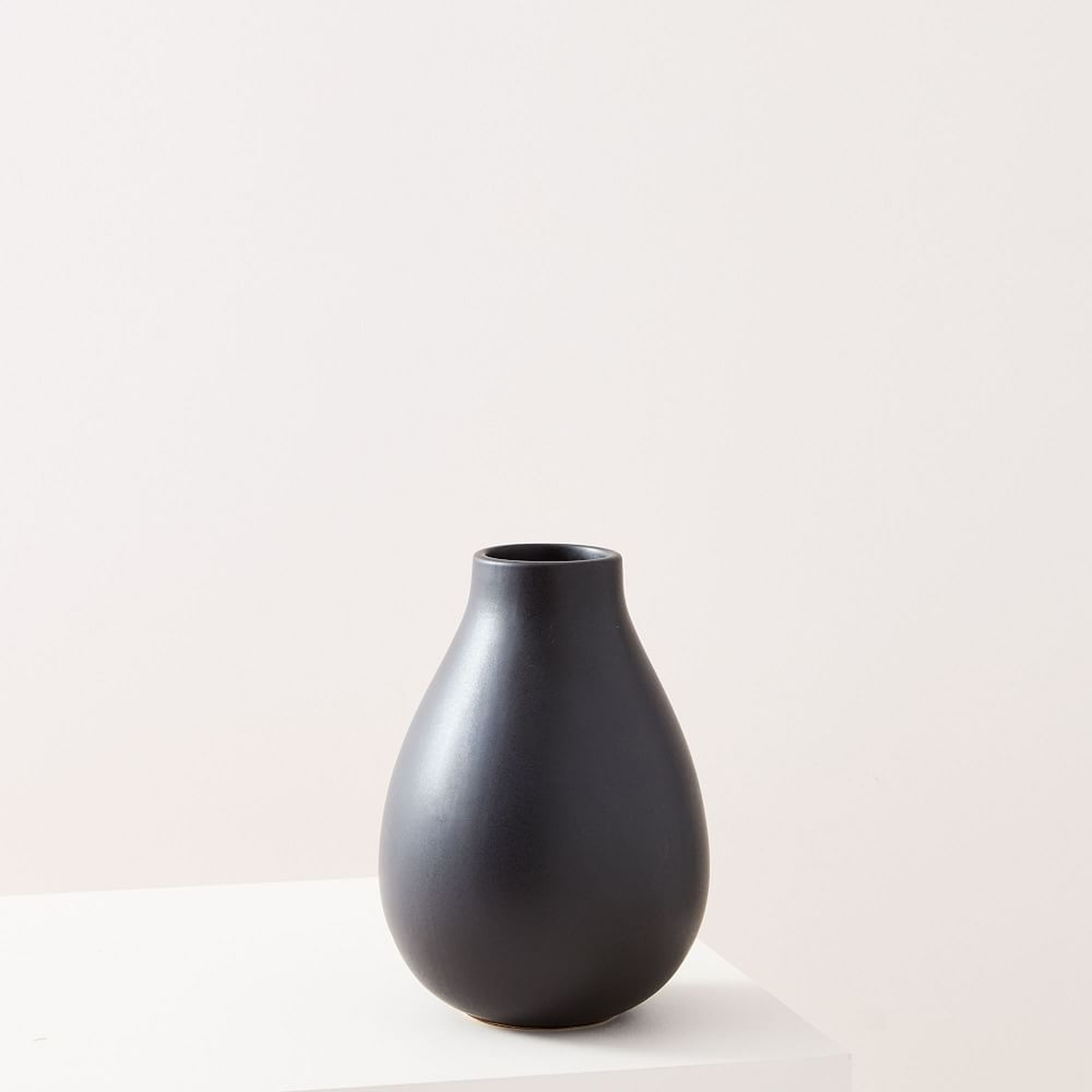 Pure Black Ceramic Vase, Small Raindrop - West Elm