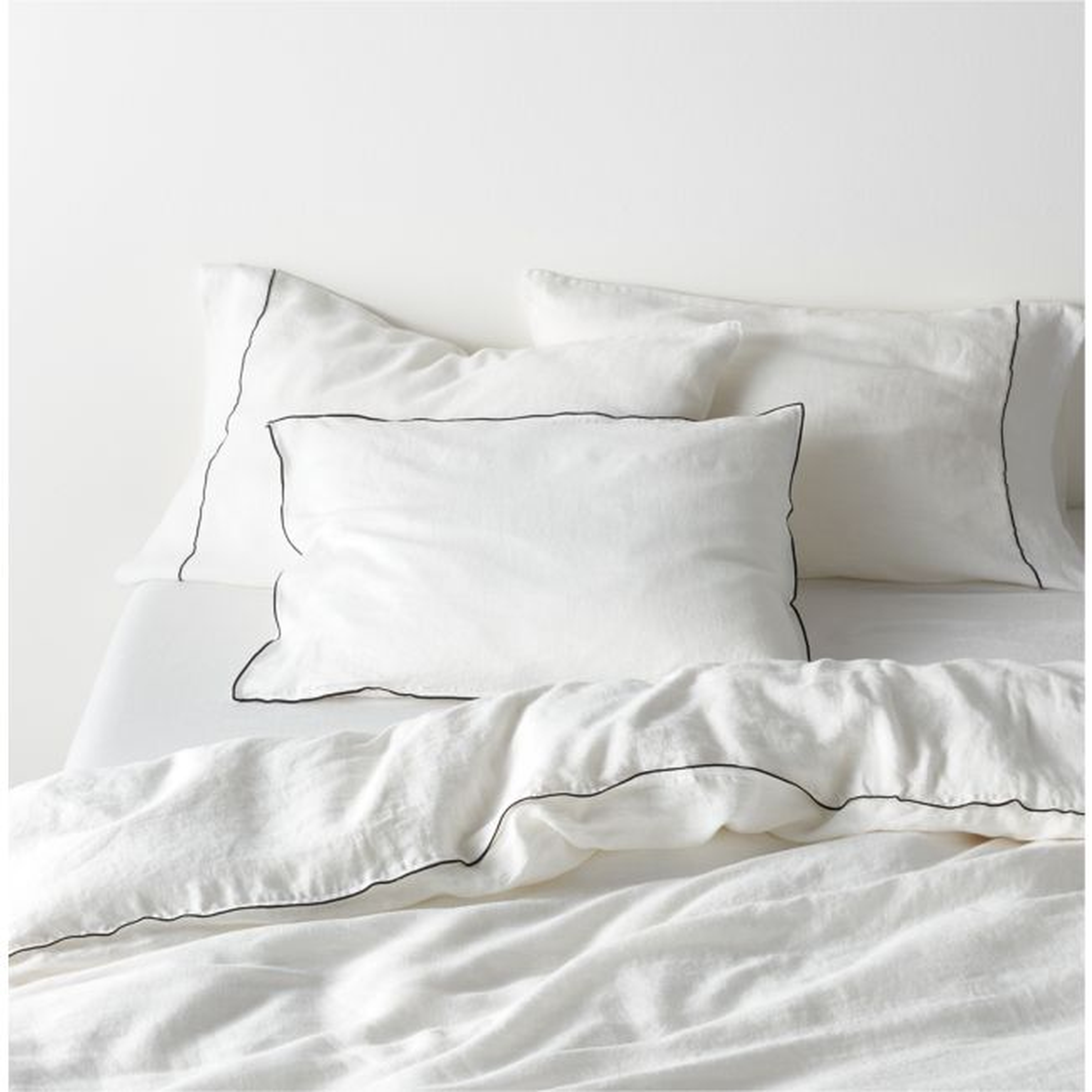 New Natural Hemp Merrow Stitch Crisp White King Duvet Cover - Crate and Barrel