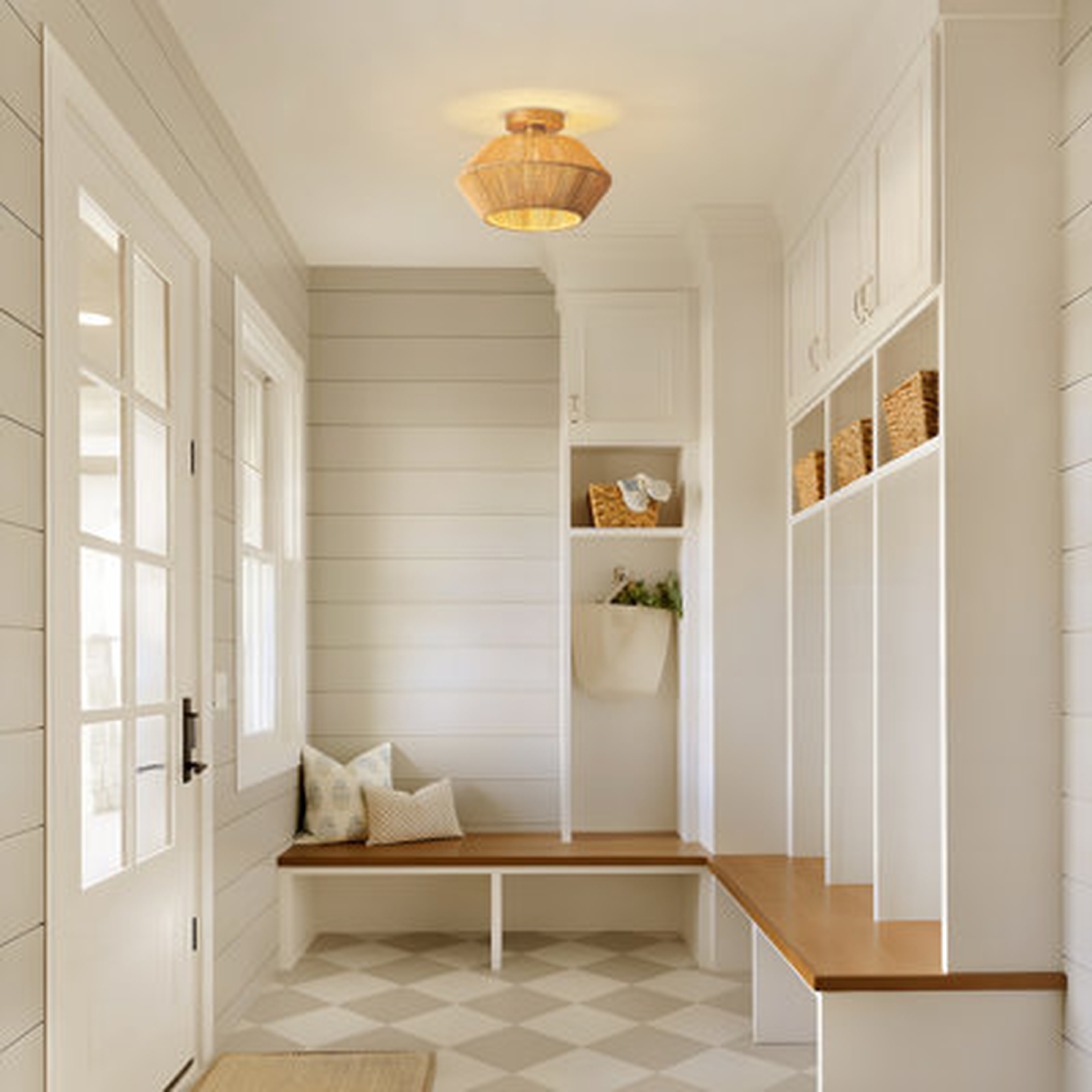 Imitation Rattan Flush Mount Ceiling Light - Wayfair