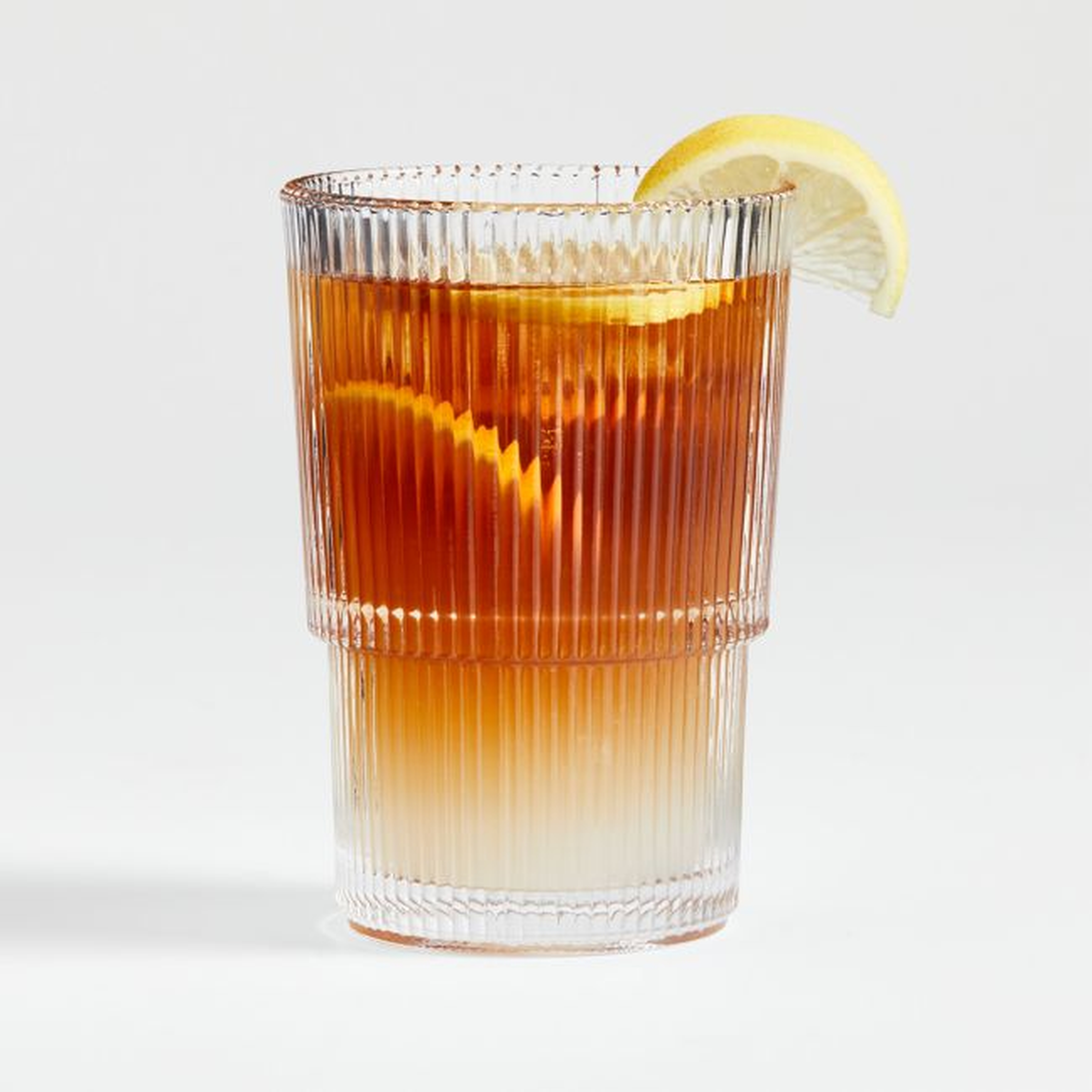 Atwell 16-Oz. Stackable Ribbed Highball Glass - Crate and Barrel