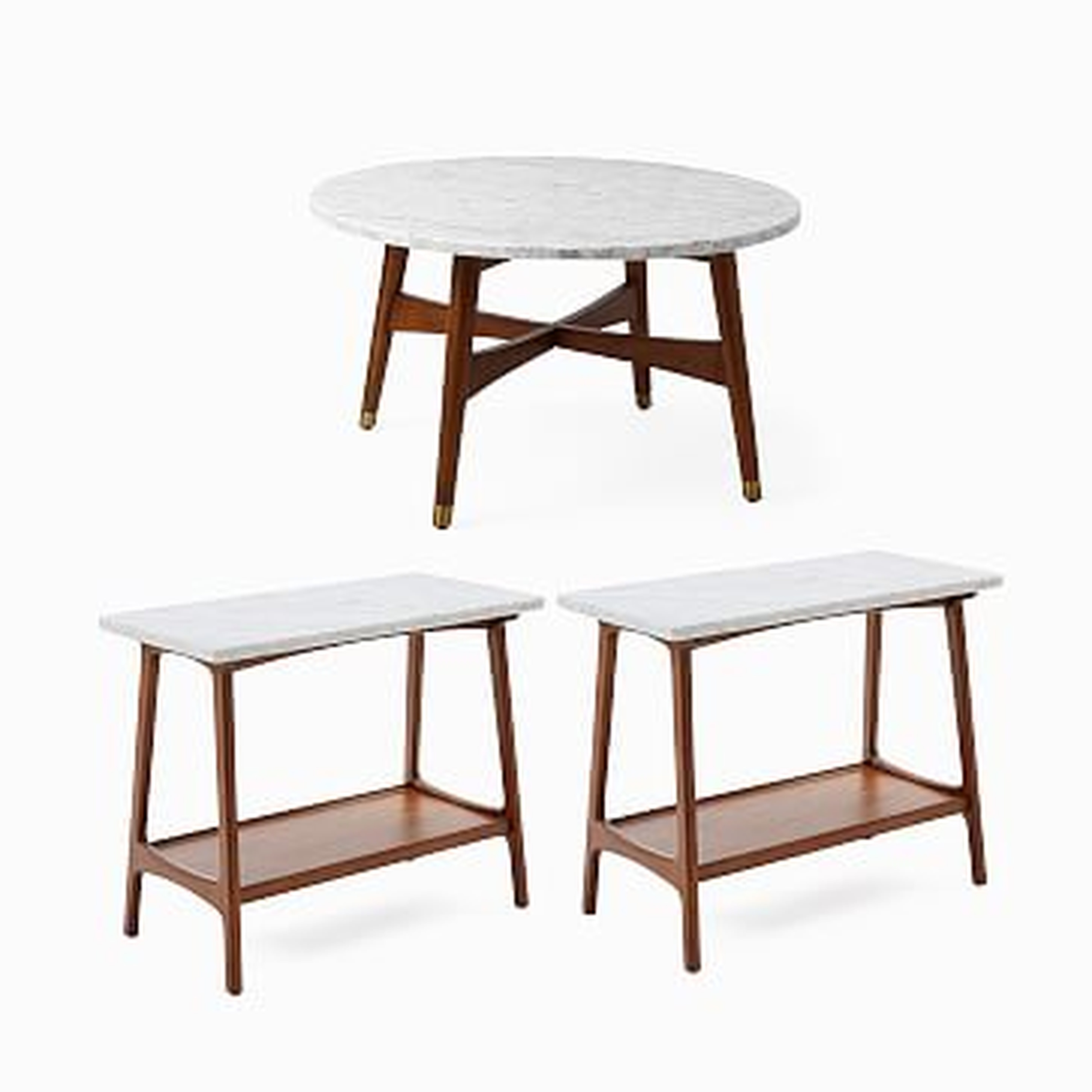 Reeve Mid-Century Round Coffee Table & 2 Side Tables Set - West Elm