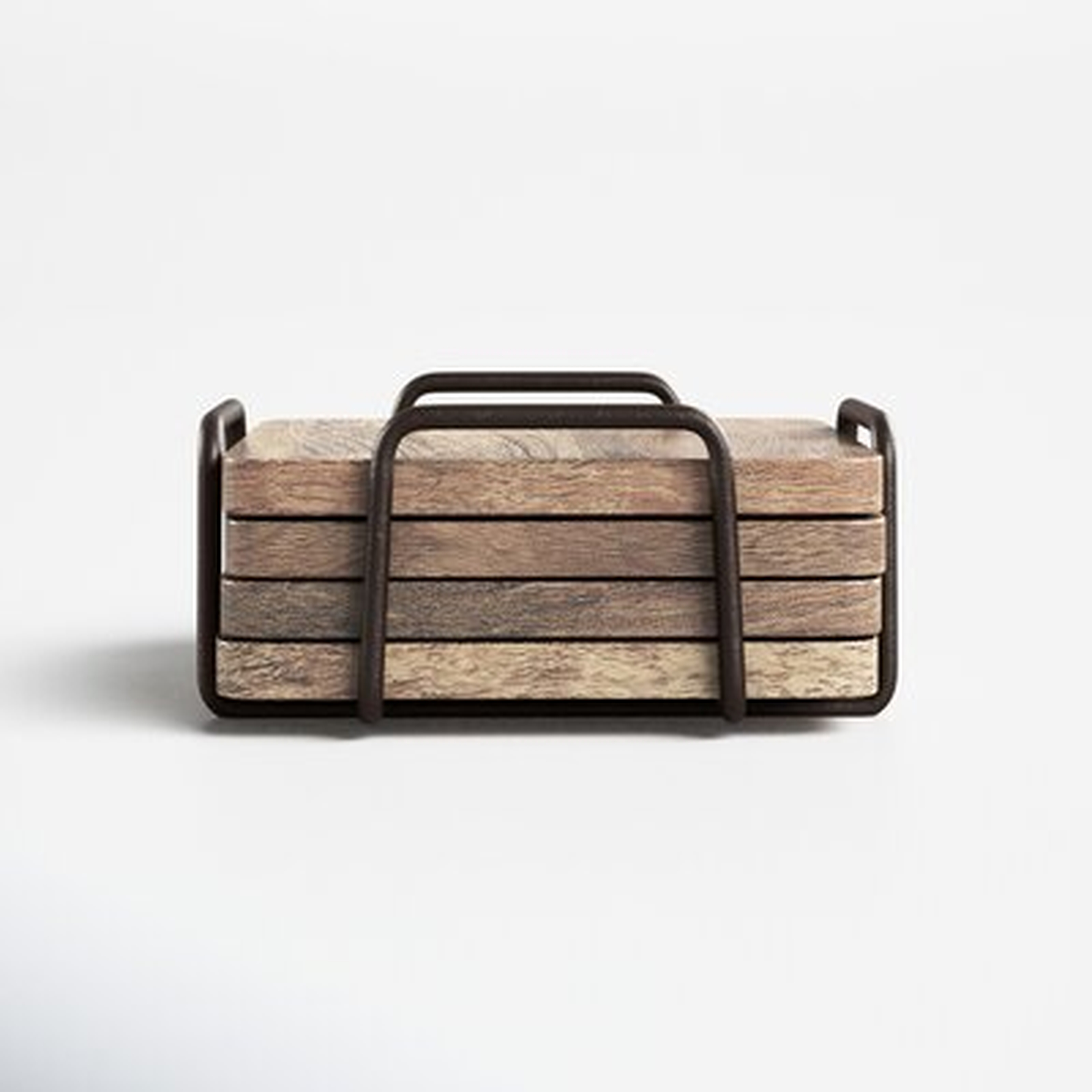 Godinger Farmhouse Gatherings Wooden Coaster Set with Holder (Set of 4) - Wayfair