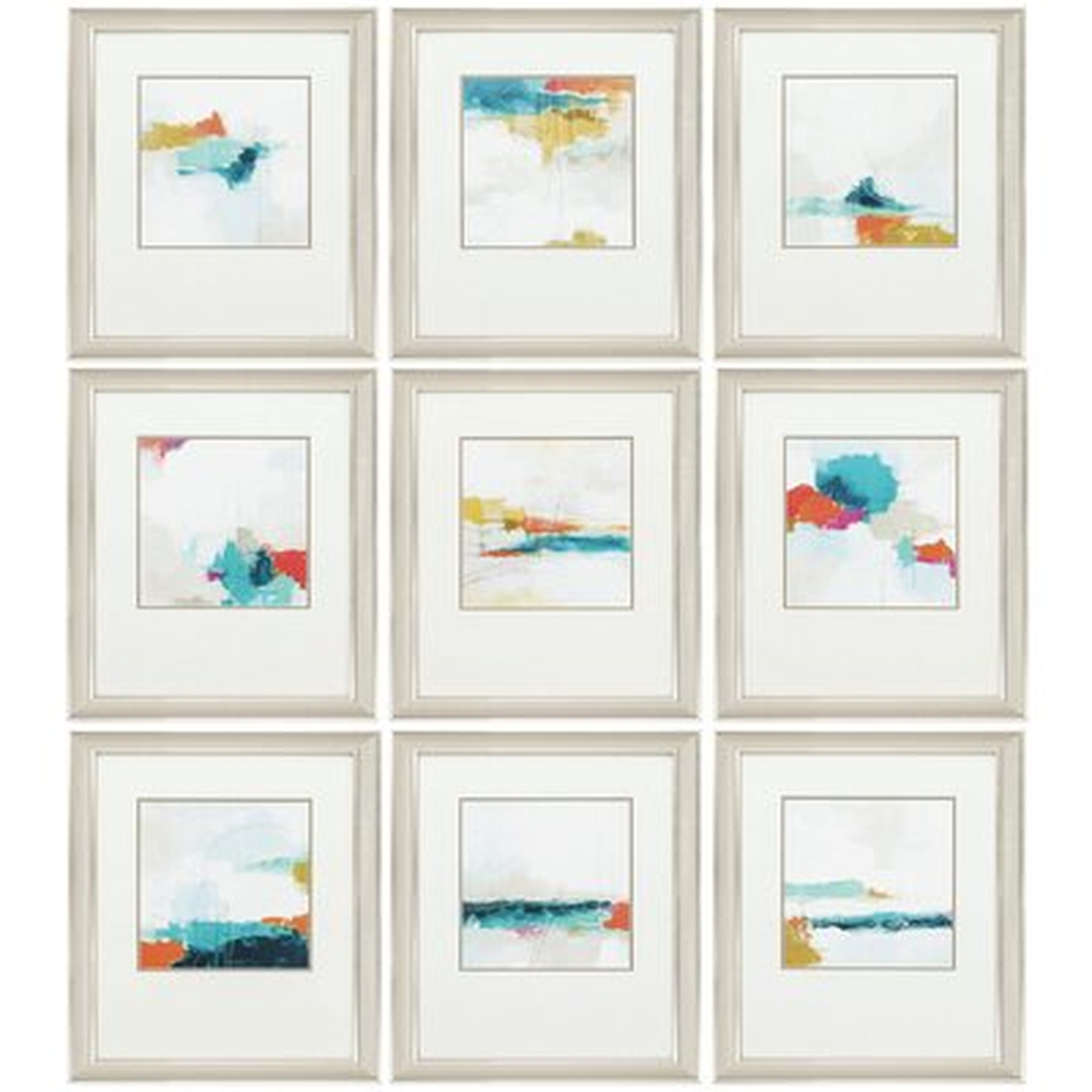 'Atmospheric' - 9 Piece Picture Frame Painting Print Set - Wayfair