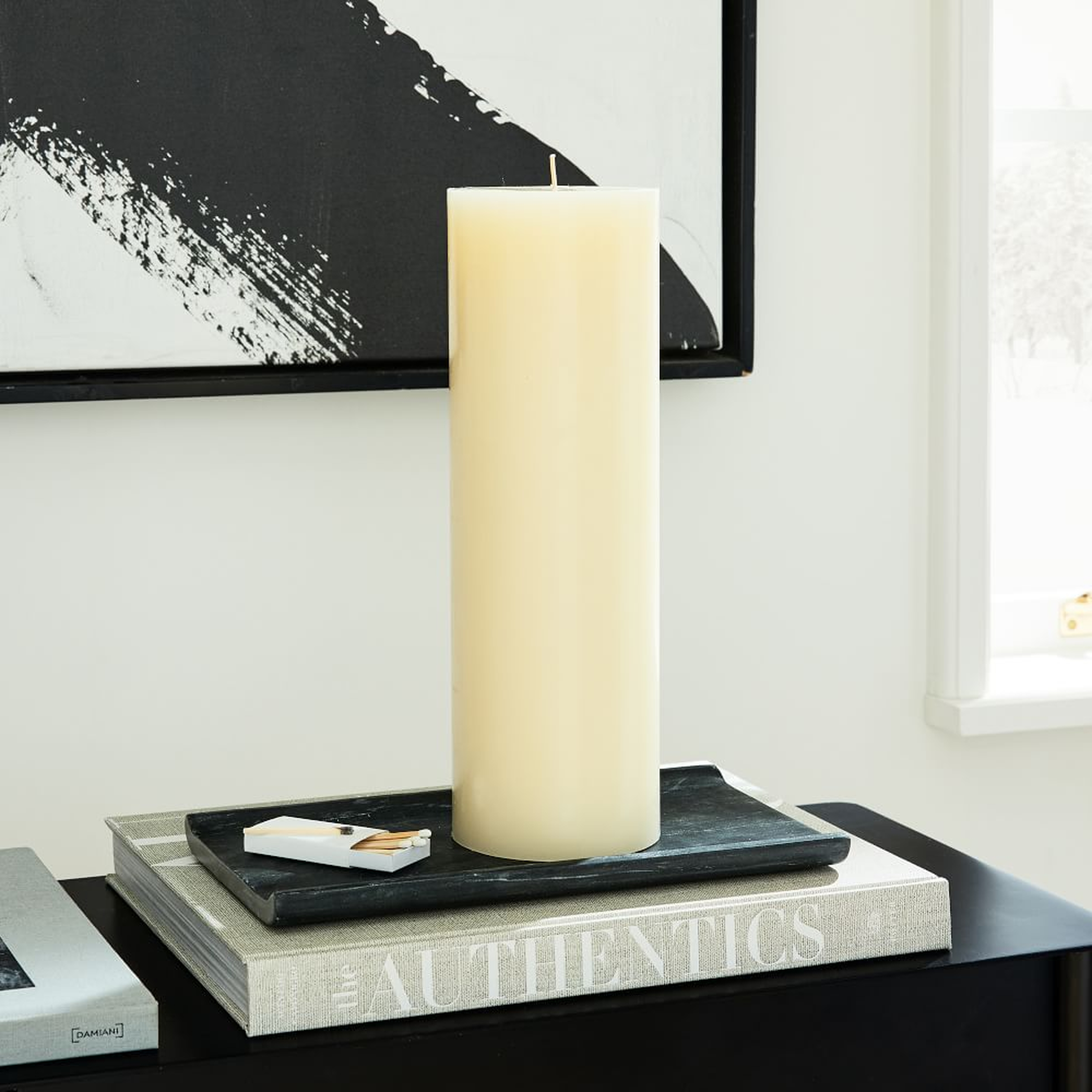 Unscented Pillar Candle, Ivory, 4"x12", Set of 12 - West Elm