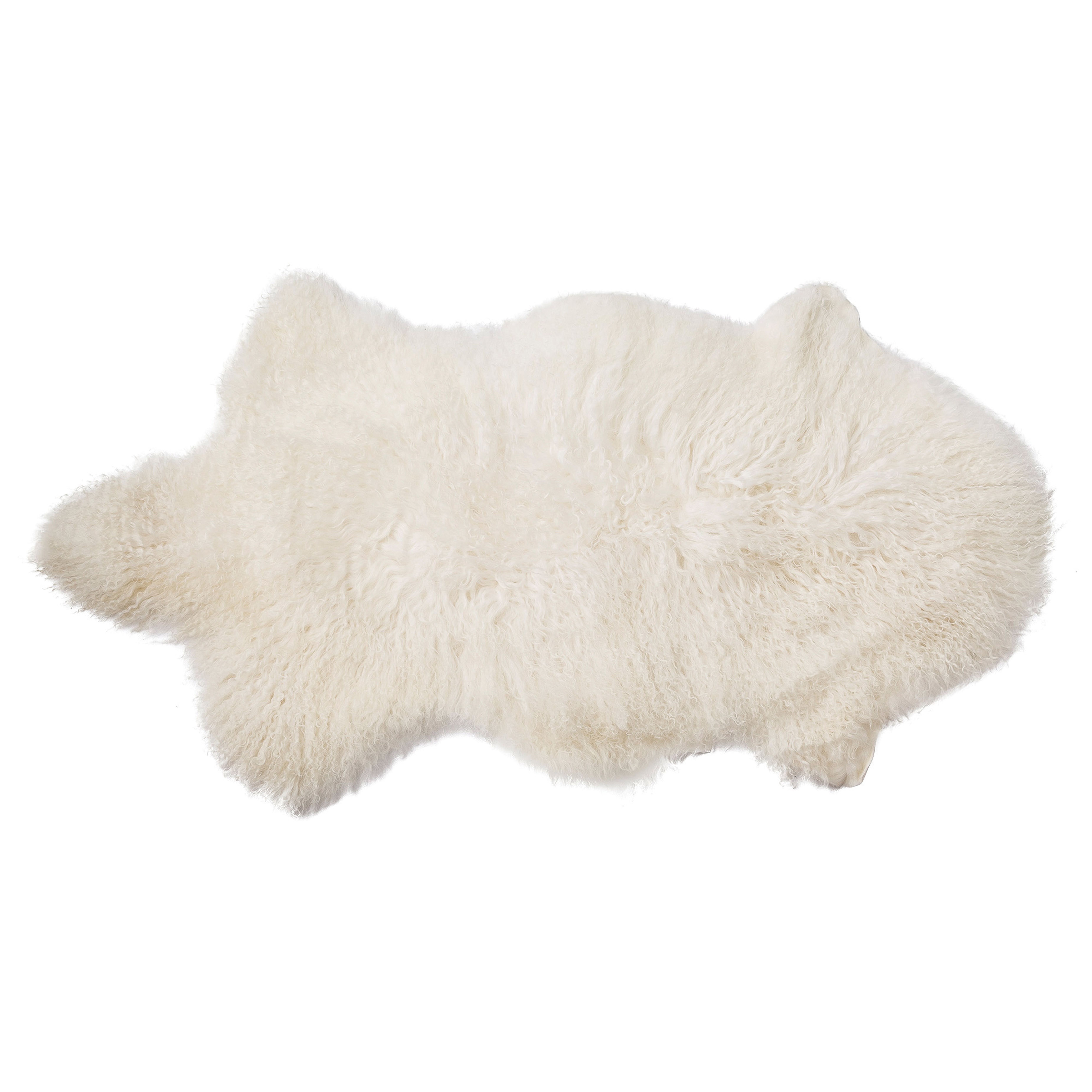 Natural Mongolian Lamb Fur Rug, 1'8" x 2'11" - Studio Marcette