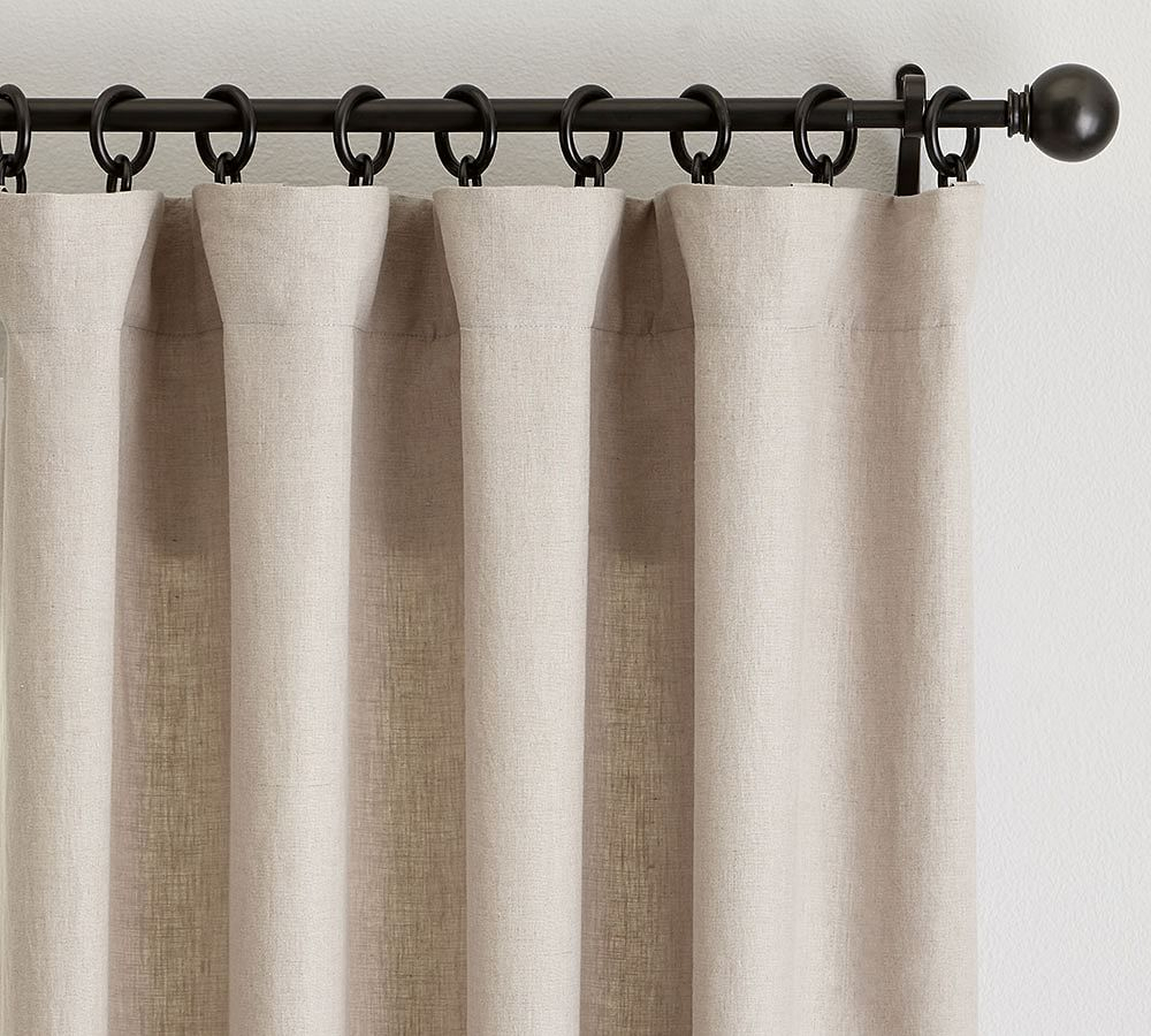 Custom Classic Belgian Flax Linen Rod Pocket Blackout Curtain, Dark Flax, 96 x 44" - Pottery Barn
