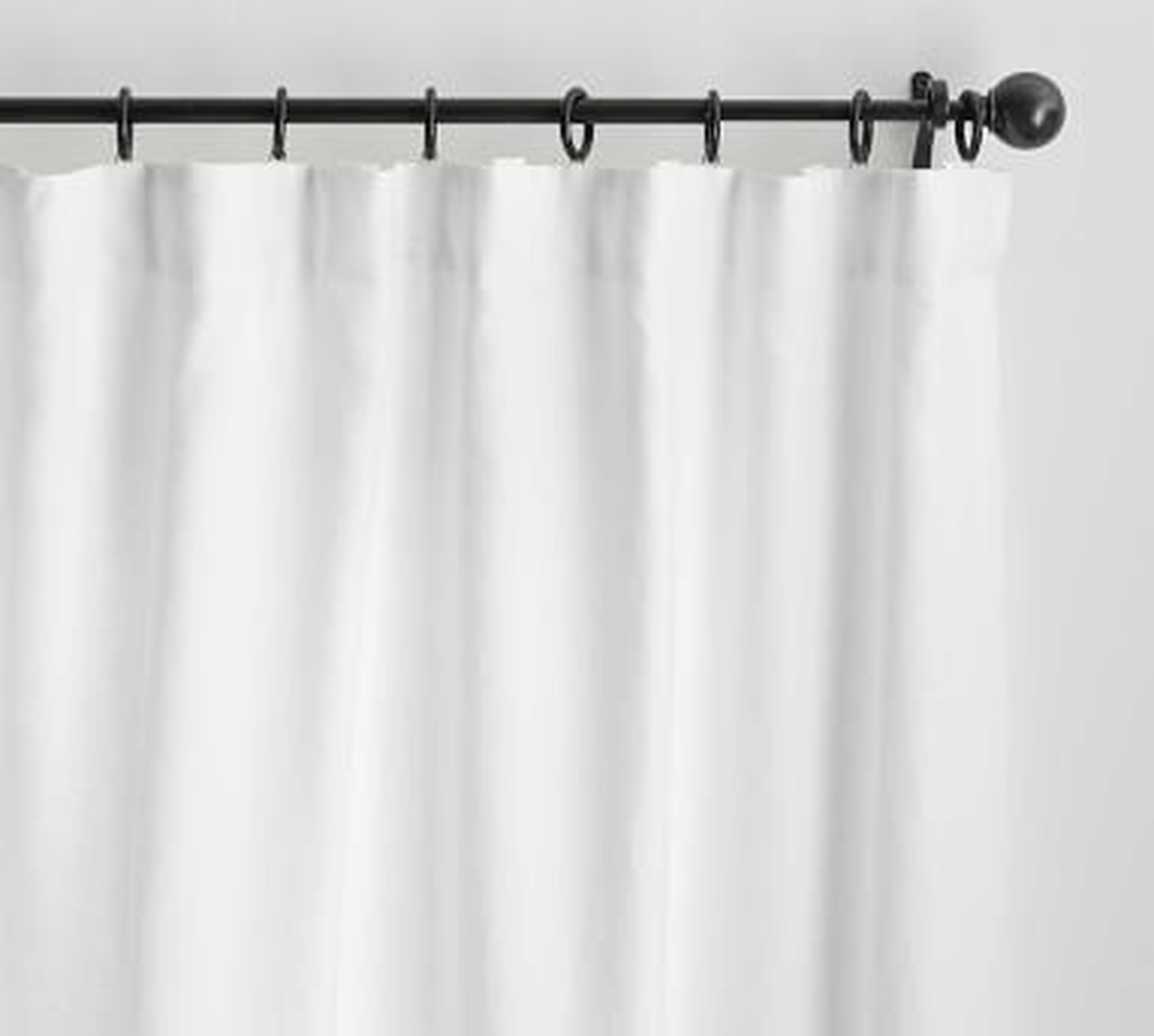 Custom Belgian Flax Linen Rod Pocket Blackout Curtain, White, 54 x 120" - Pottery Barn
