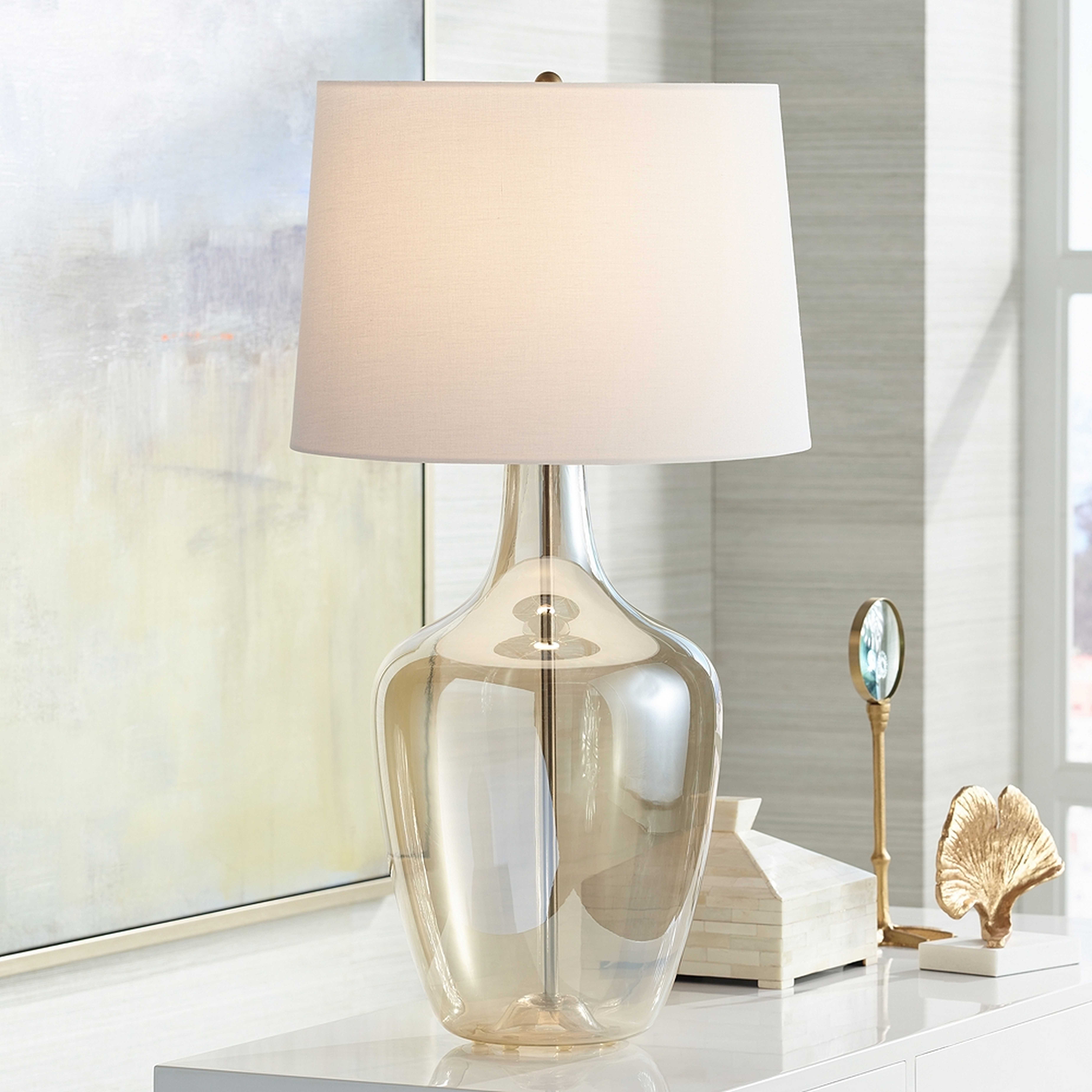 Ania Champagne Glass Jar Table Lamp with Table Top Dimmer - Style # 89K80 - Lamps Plus