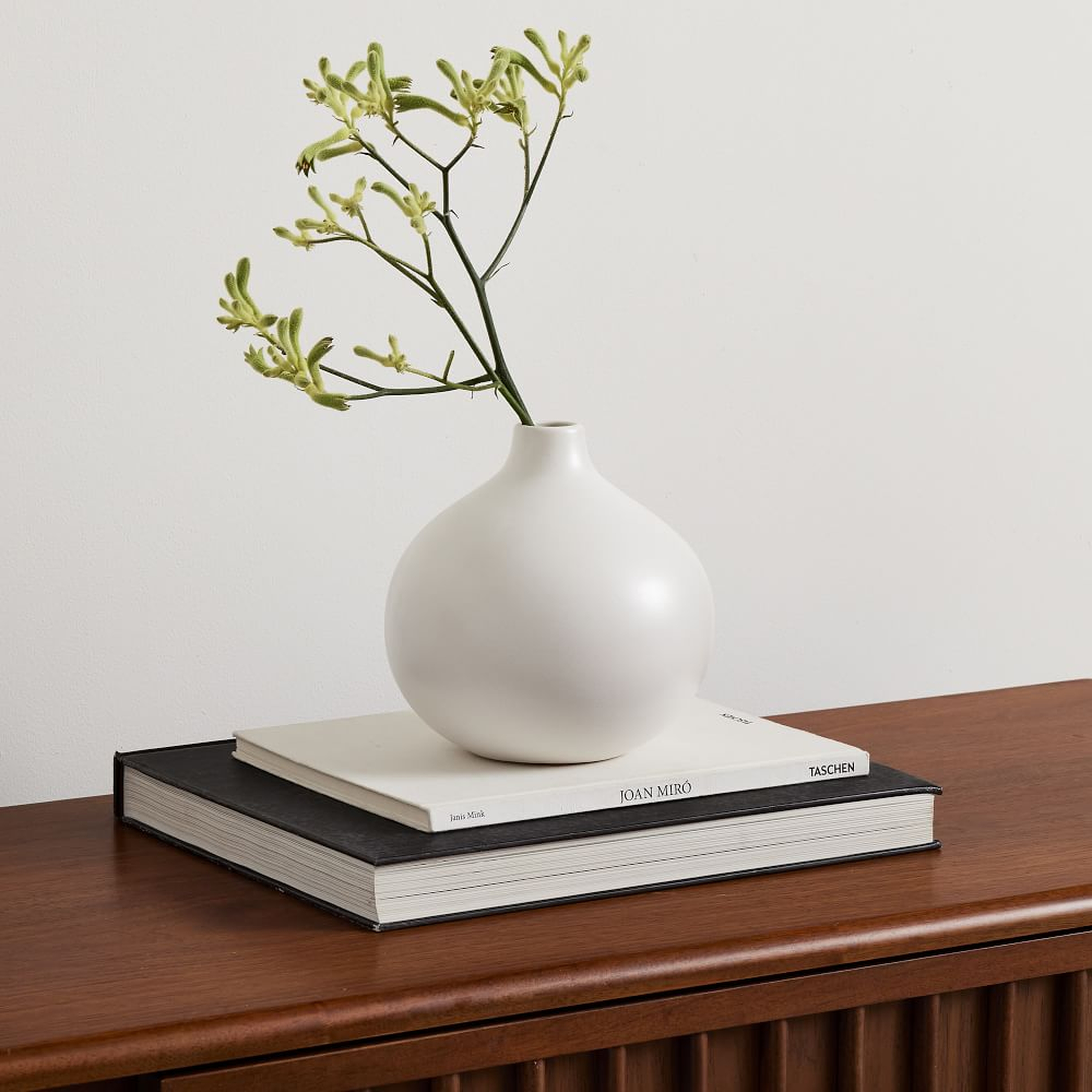 Pure White Ceramic Vase Small Round, White - West Elm