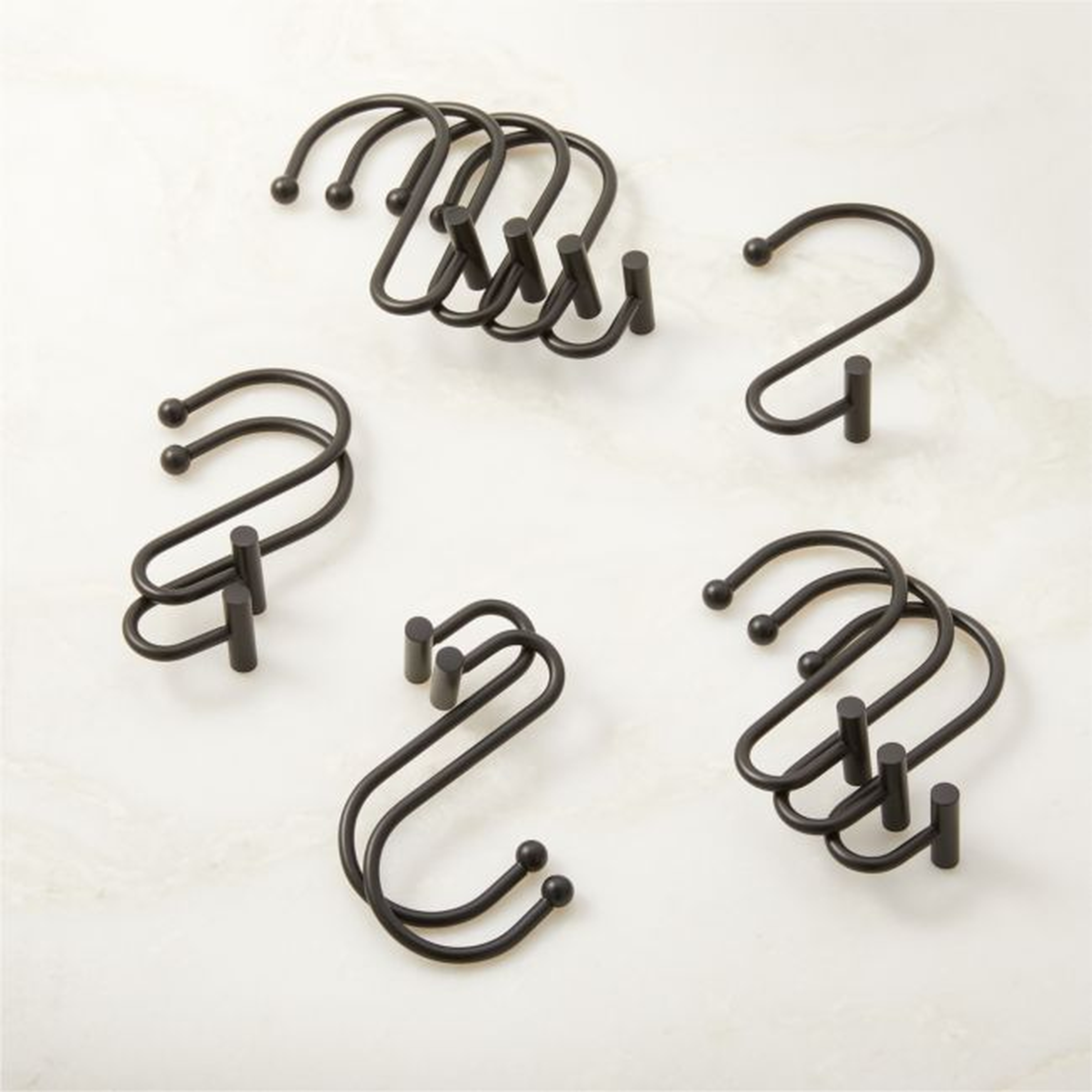 Black Shower Rings Set of 12 - CB2