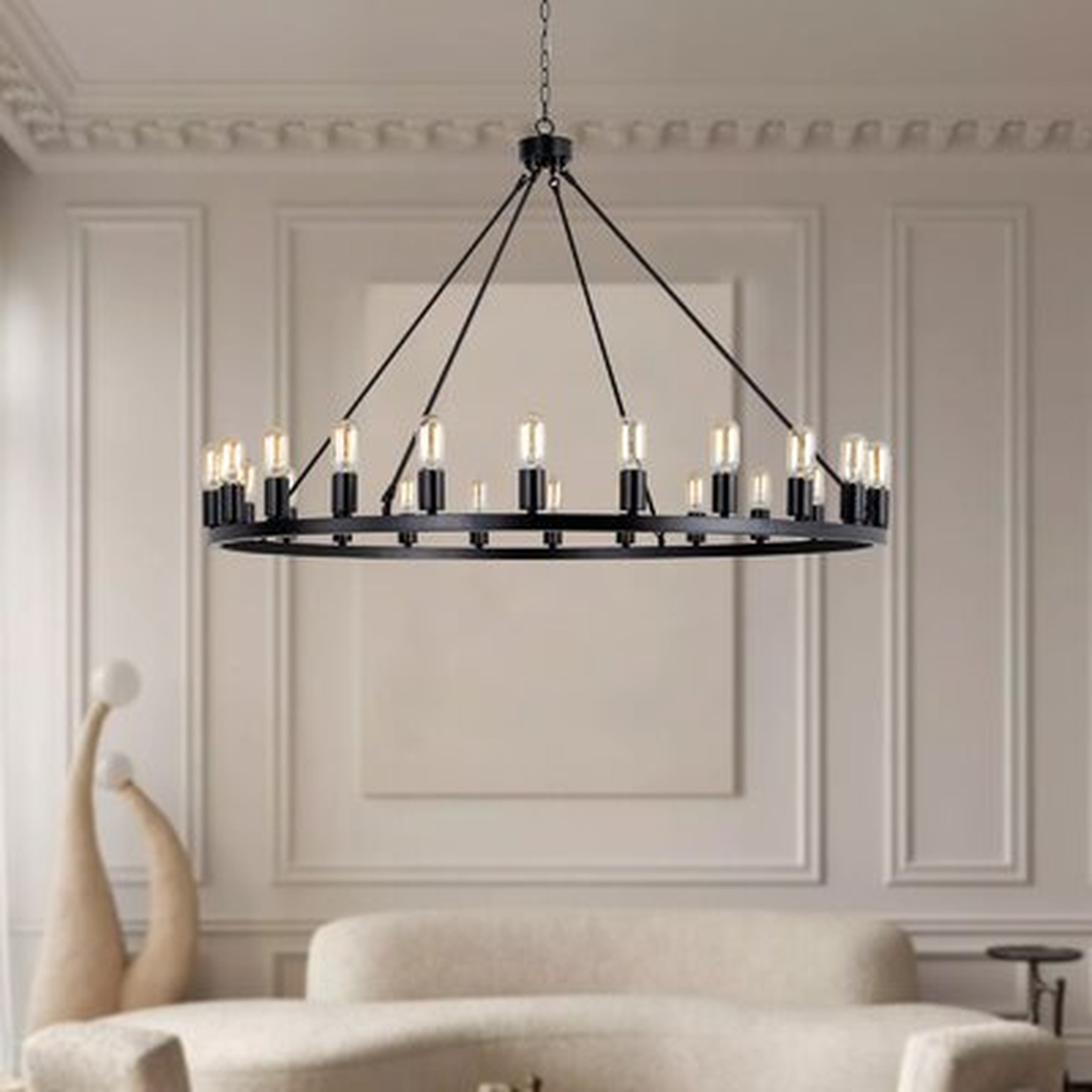 Gusman 24 - Light Unique Wagon Wheel Chandelier With Wrought Iron Accents - Wayfair