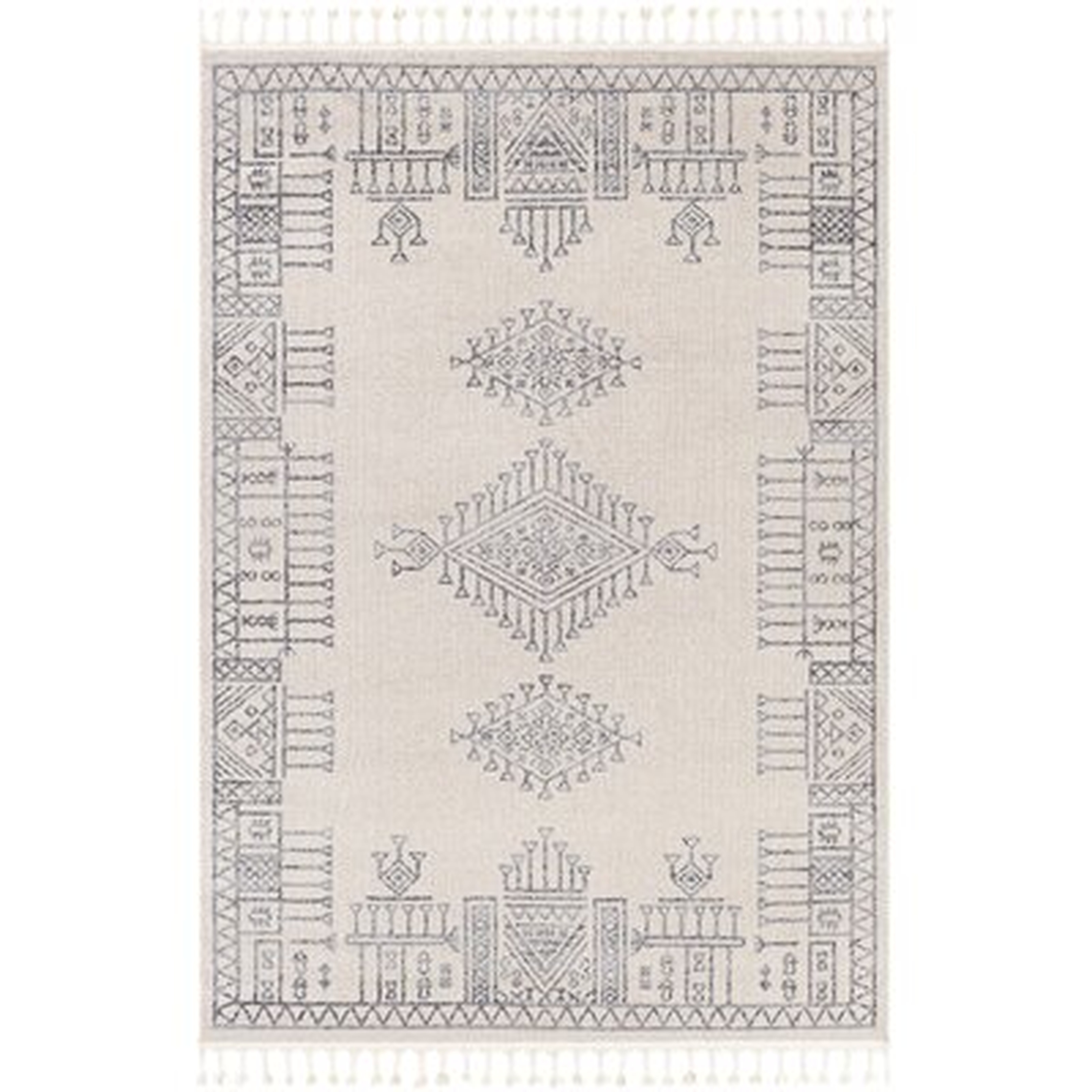 Oriental Blue/Cream Area Rug - Wayfair