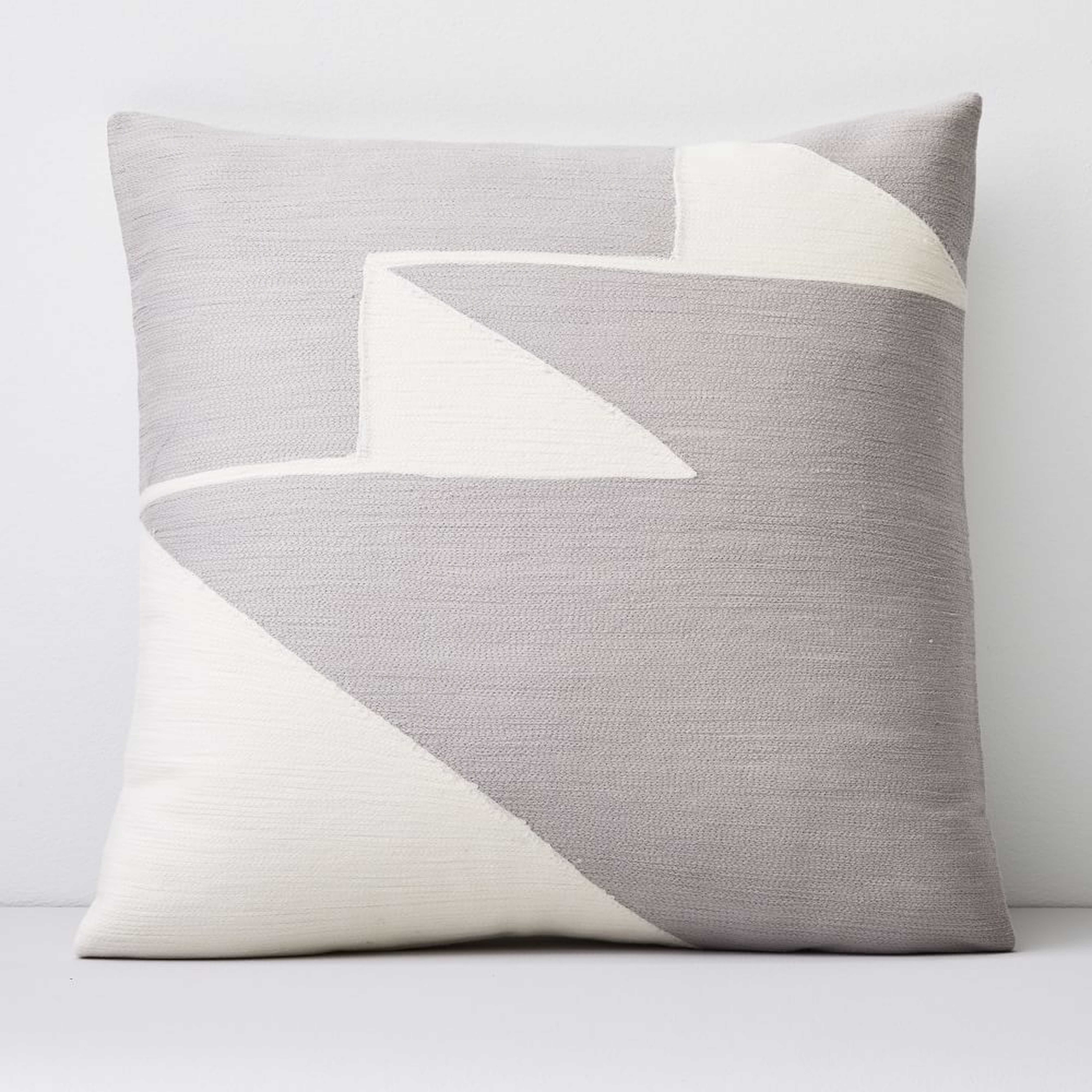 Crewel Steps Pillow Cover, Frost Gray, 18"x18" - West Elm