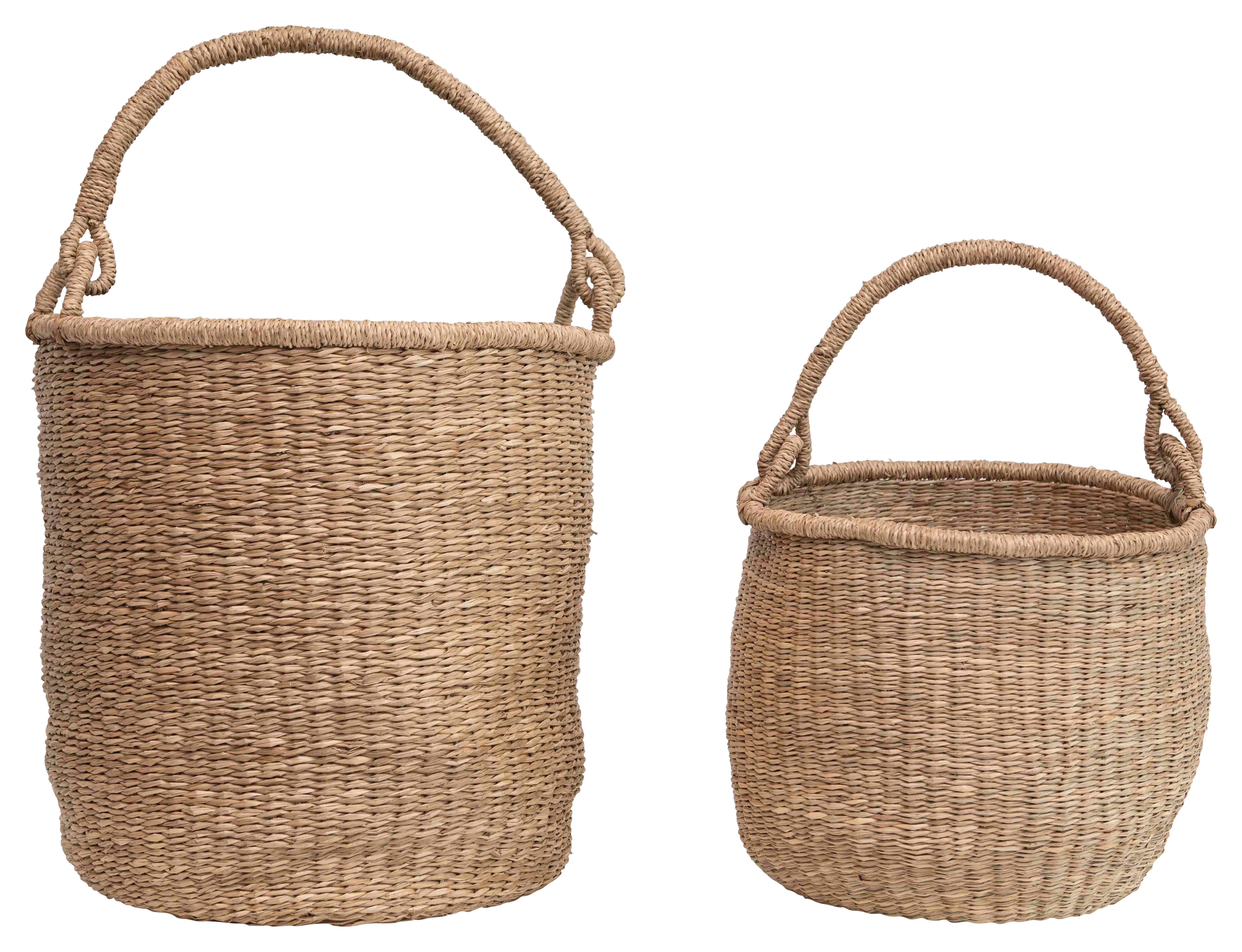 20.5" & 16" Handwoven Seagrass Baskets with Handles (Set of 2 Sizes) - Nomad Home