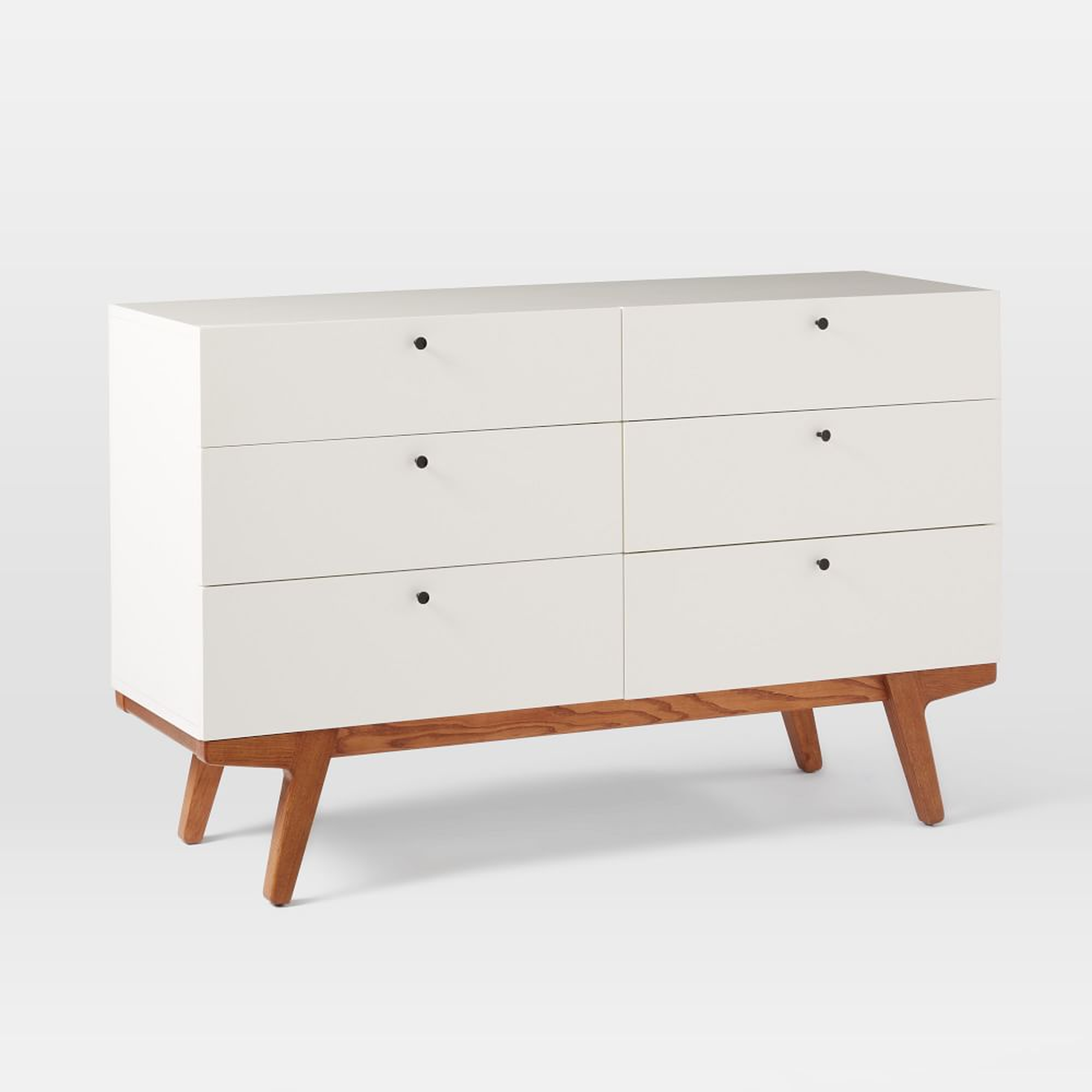 Modern (54") 6-Drawer Dresser, White Lacquer - West Elm
