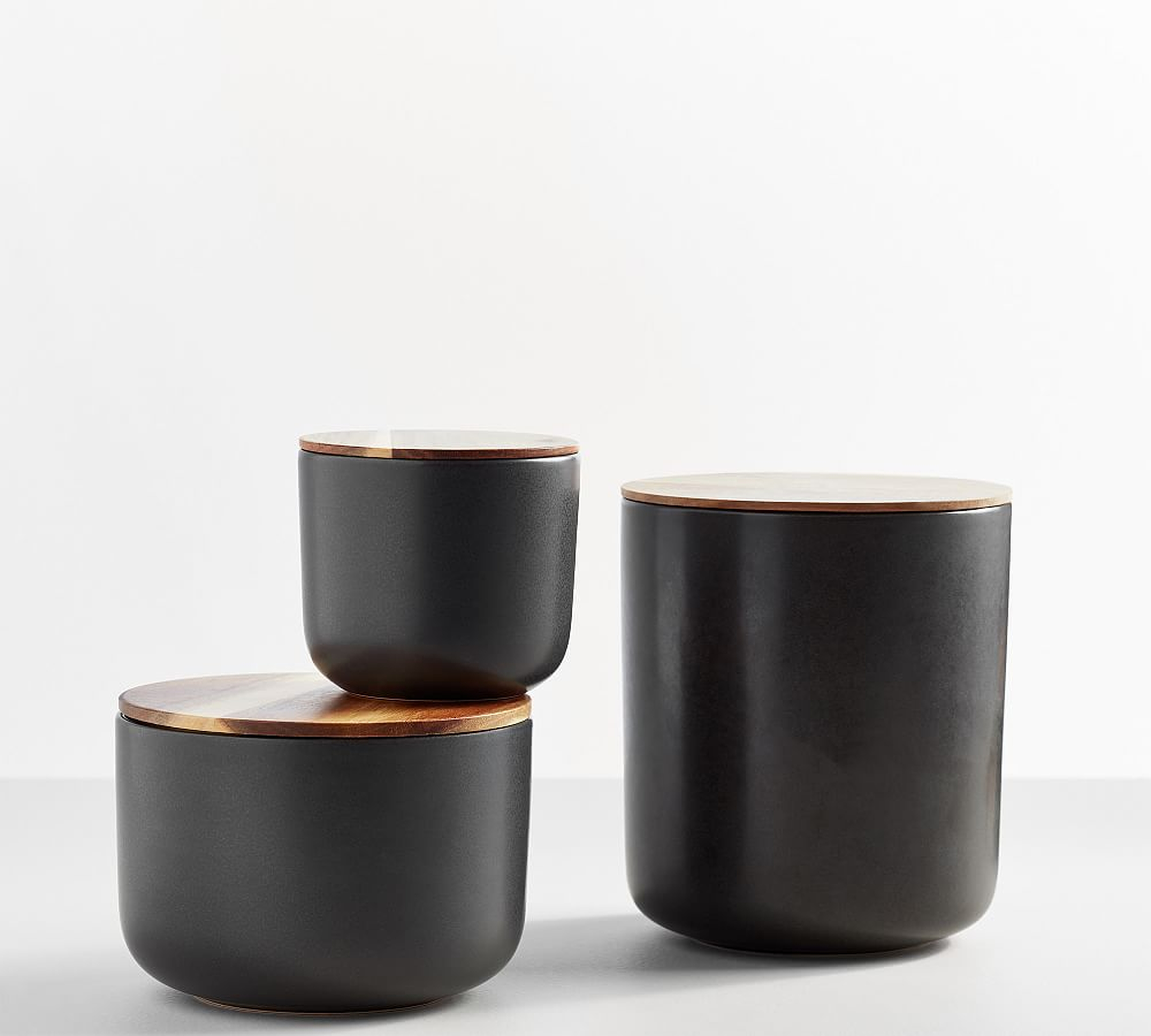 Mason Stoneware Canisters, Set of 3 (Small, Medium & Large) - Charcoal - Pottery Barn