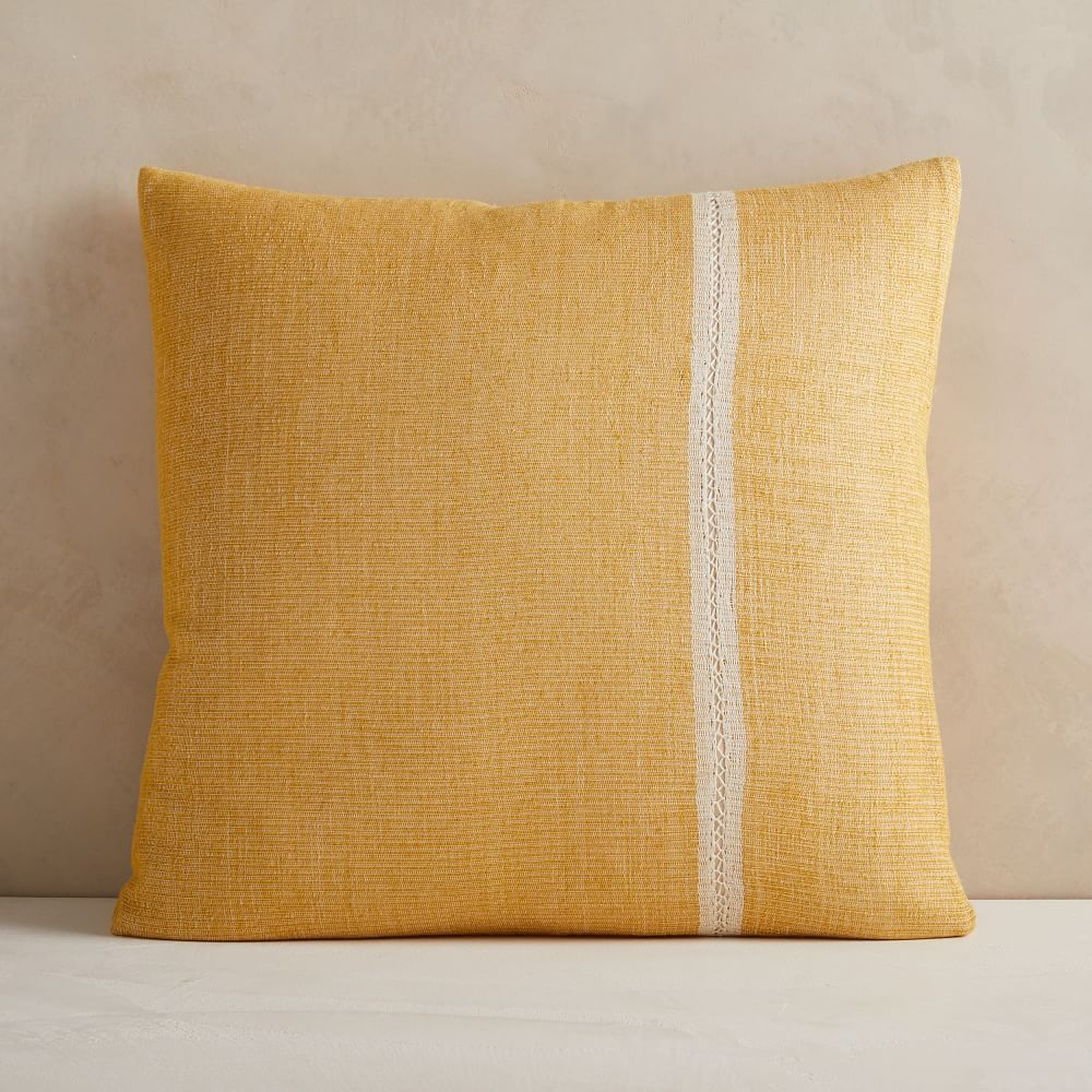 Silk Mono Stripe Pillow Cover, 24"x24", Dark Horseradish, Set of 2 - West Elm
