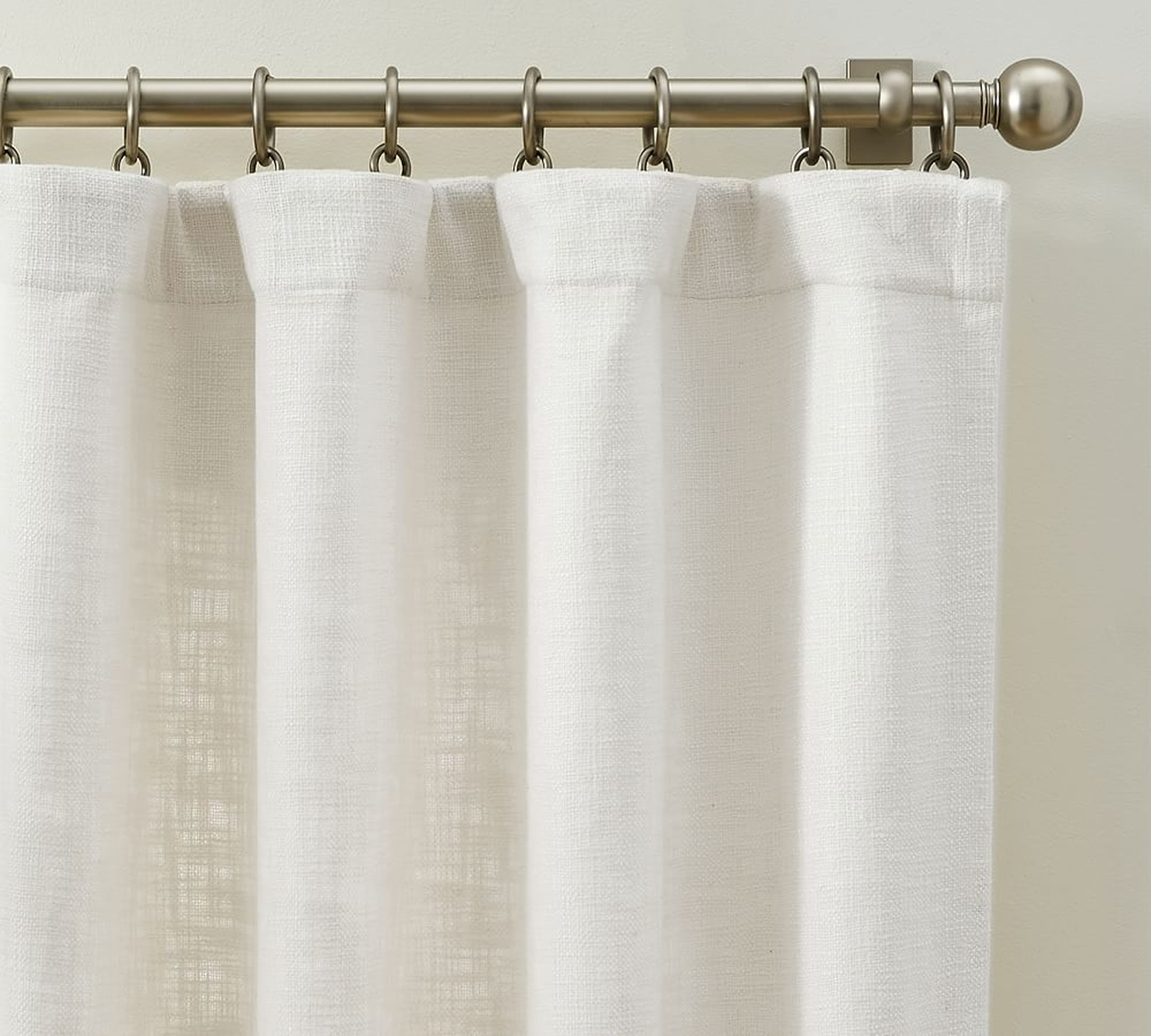 Faye Textured Linen Curtain, 108", White - Pottery Barn