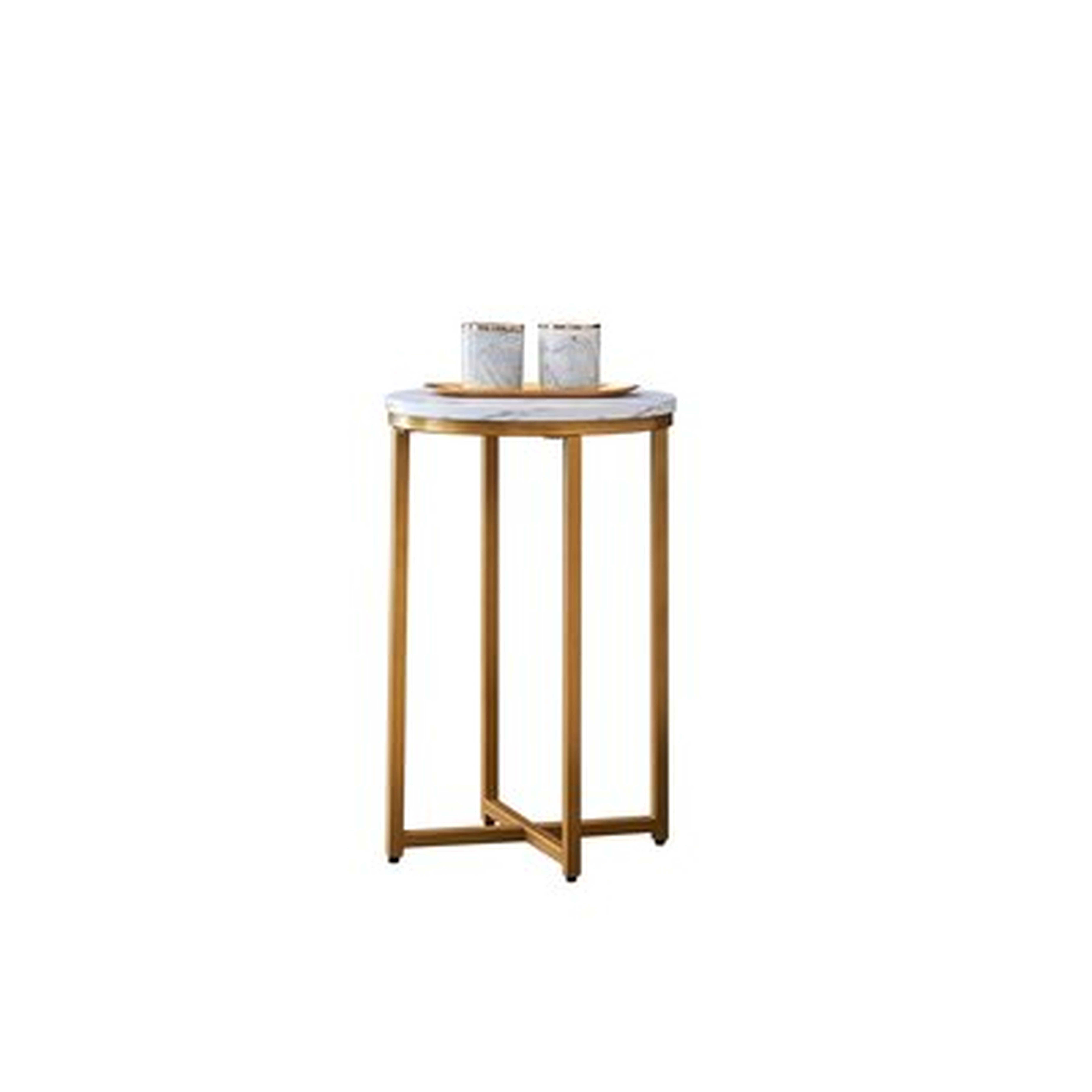 Gold Side Table Round End Table - Wayfair