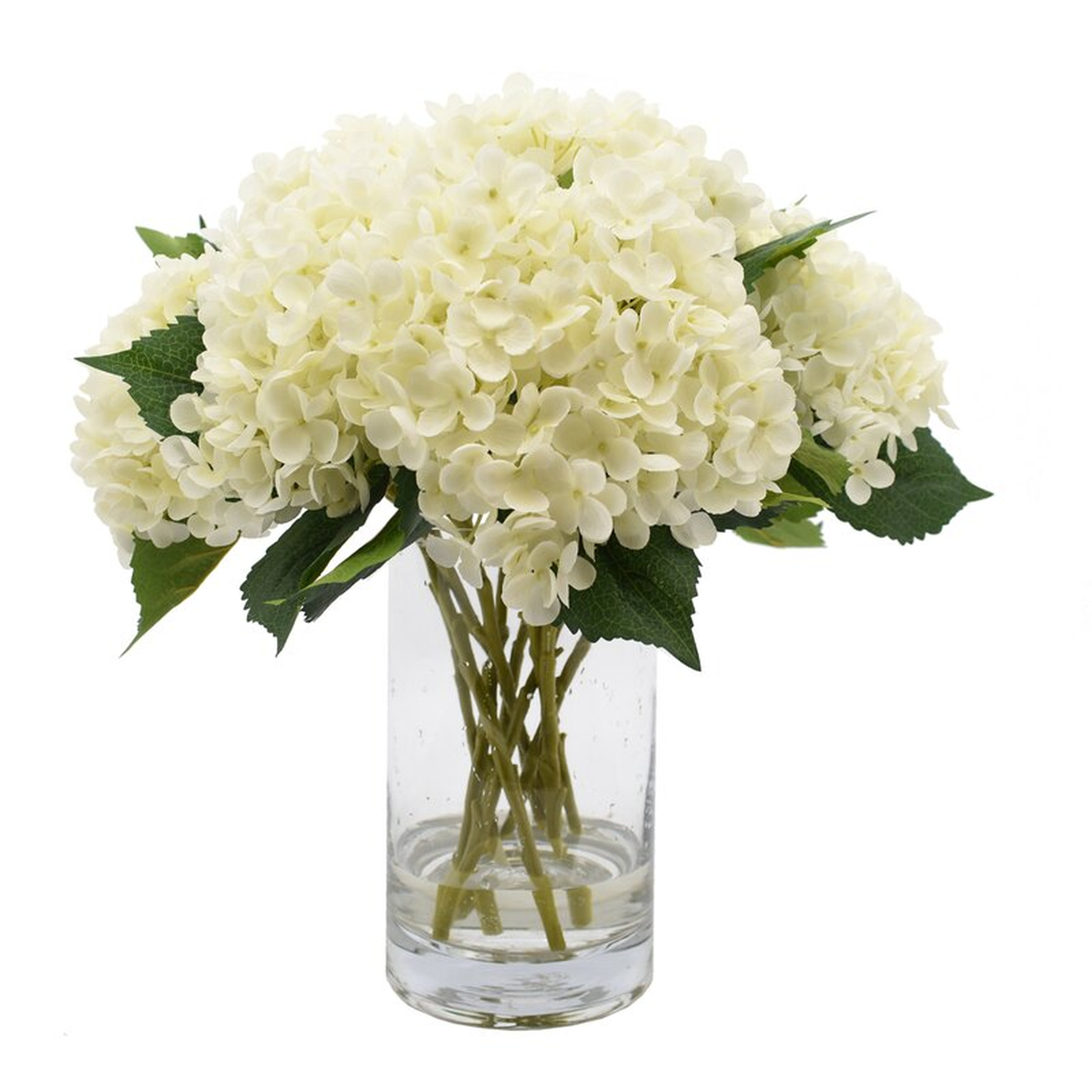 White, Blue And Green Hydrangea Bouquet Flower/Leaves Color: White - Perigold