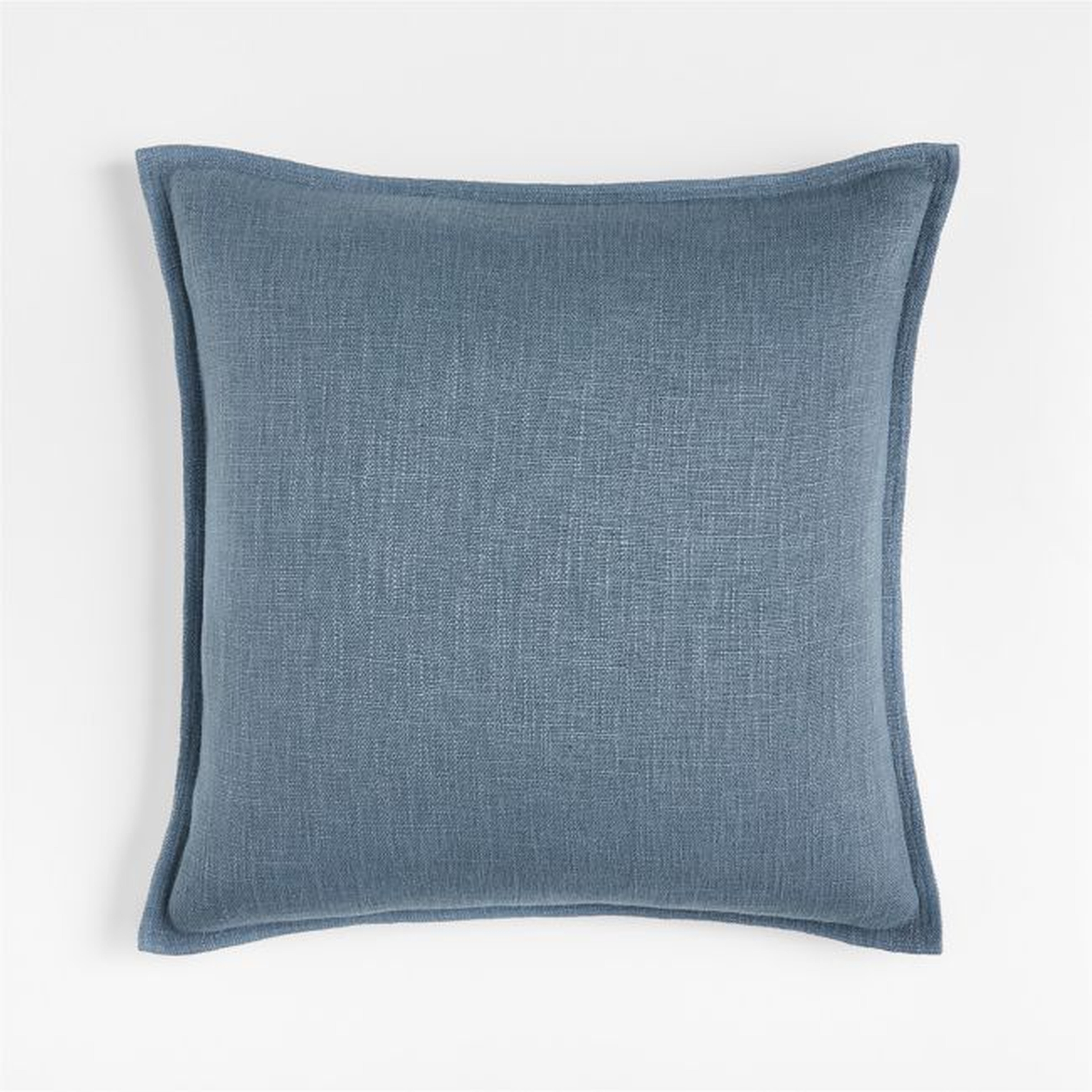 Blue 20"x20" Laundered Linen Throw Pillow with Feather Insert - Crate and Barrel