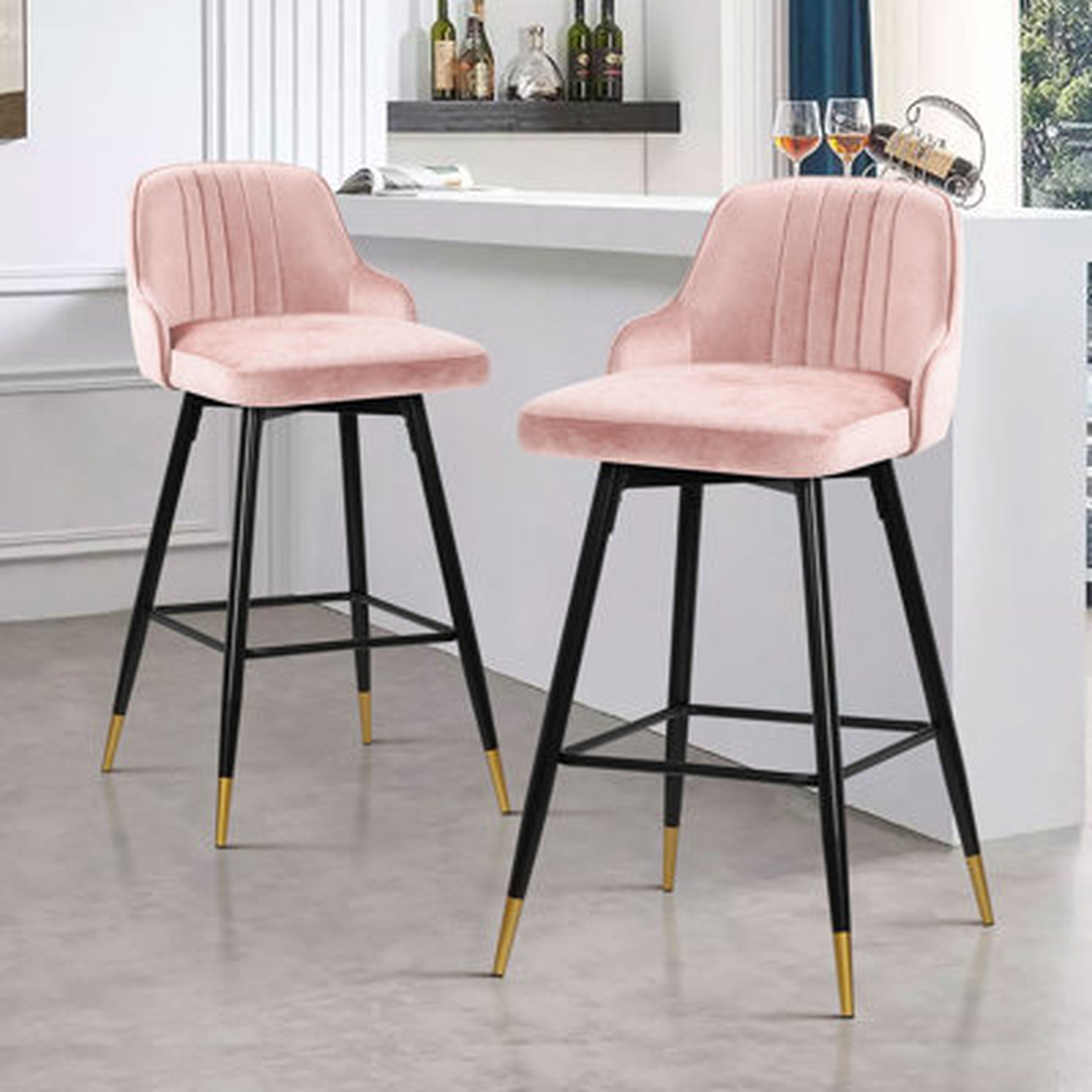 Swivel Velvet Upholstered Counter Stool - Wayfair