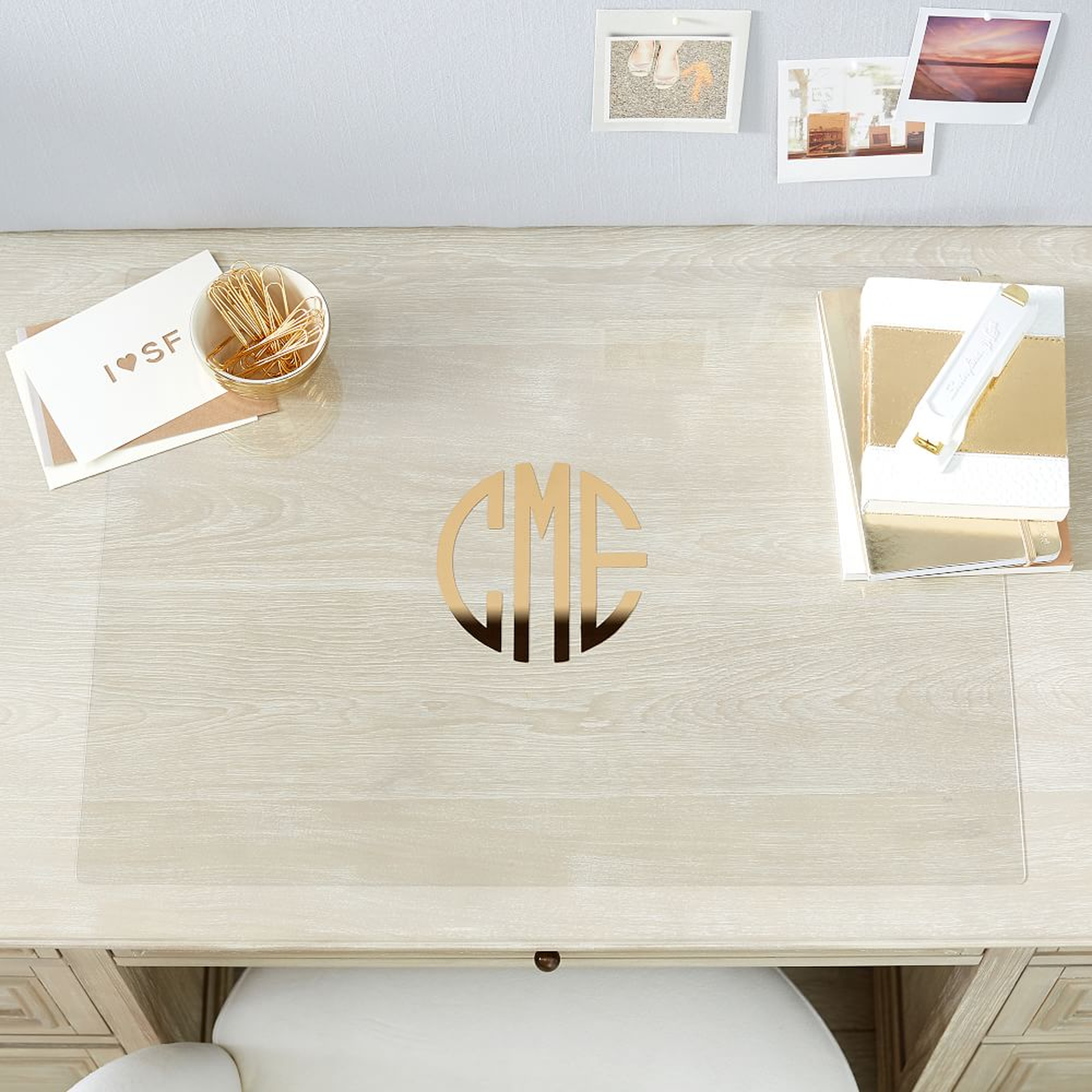 Personalized Acrylic Desk Mat, Gold Monogram - Pottery Barn Teen