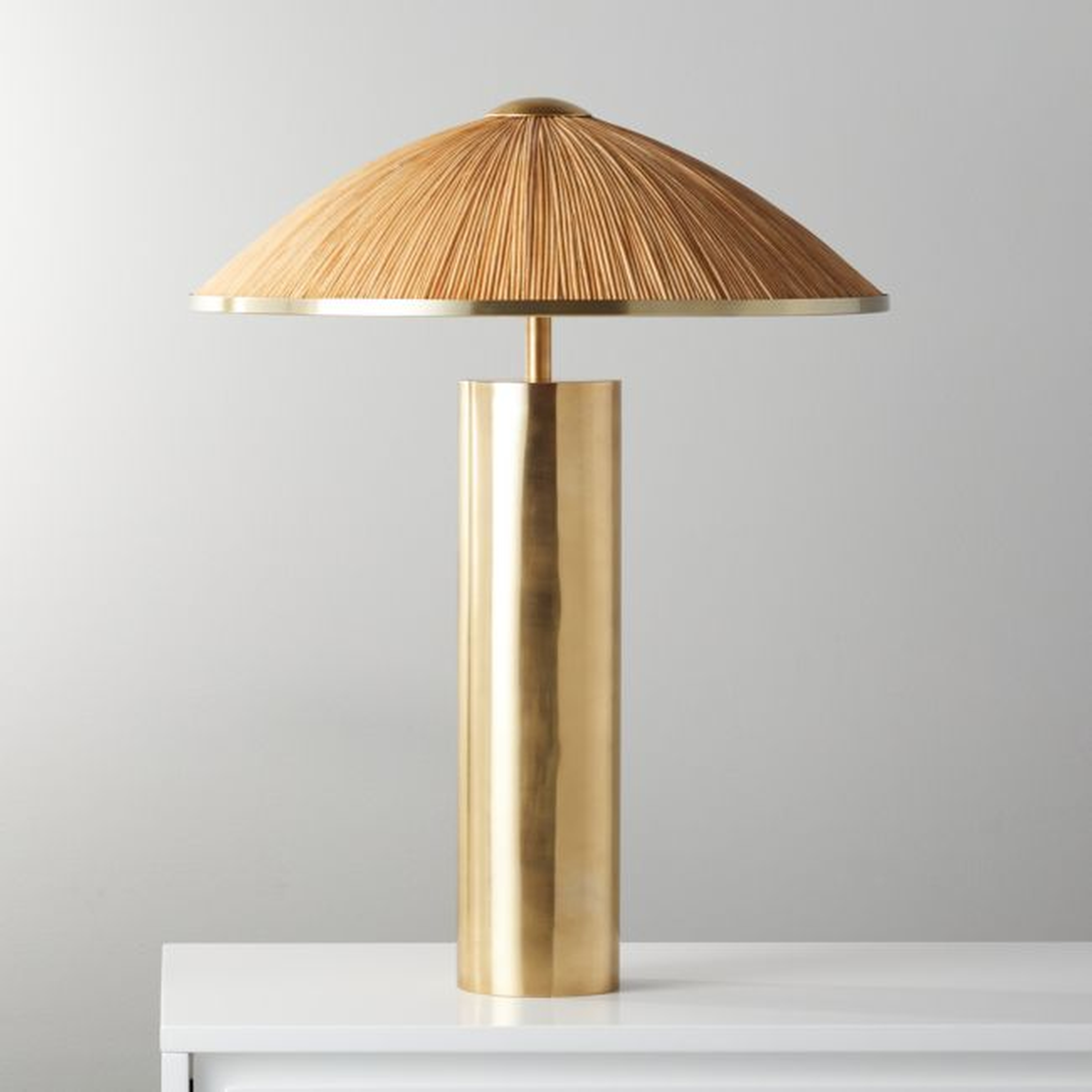 Solana Cone Brass and Rattan Table Lamp - CB2