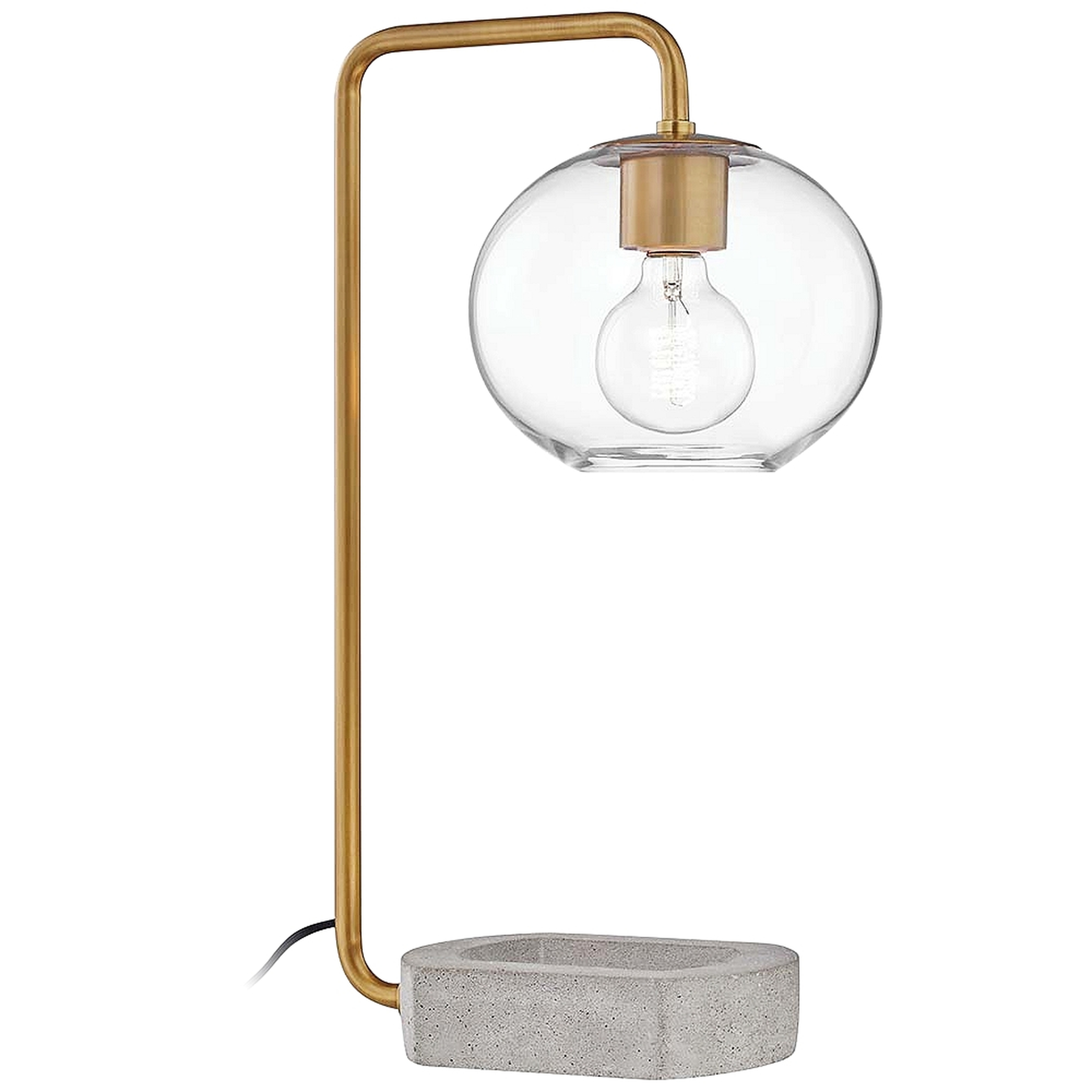 Mitzi Margot Aged Brass Accent Table Lamp with Concrete Base - Style # 69V51 - Lamps Plus