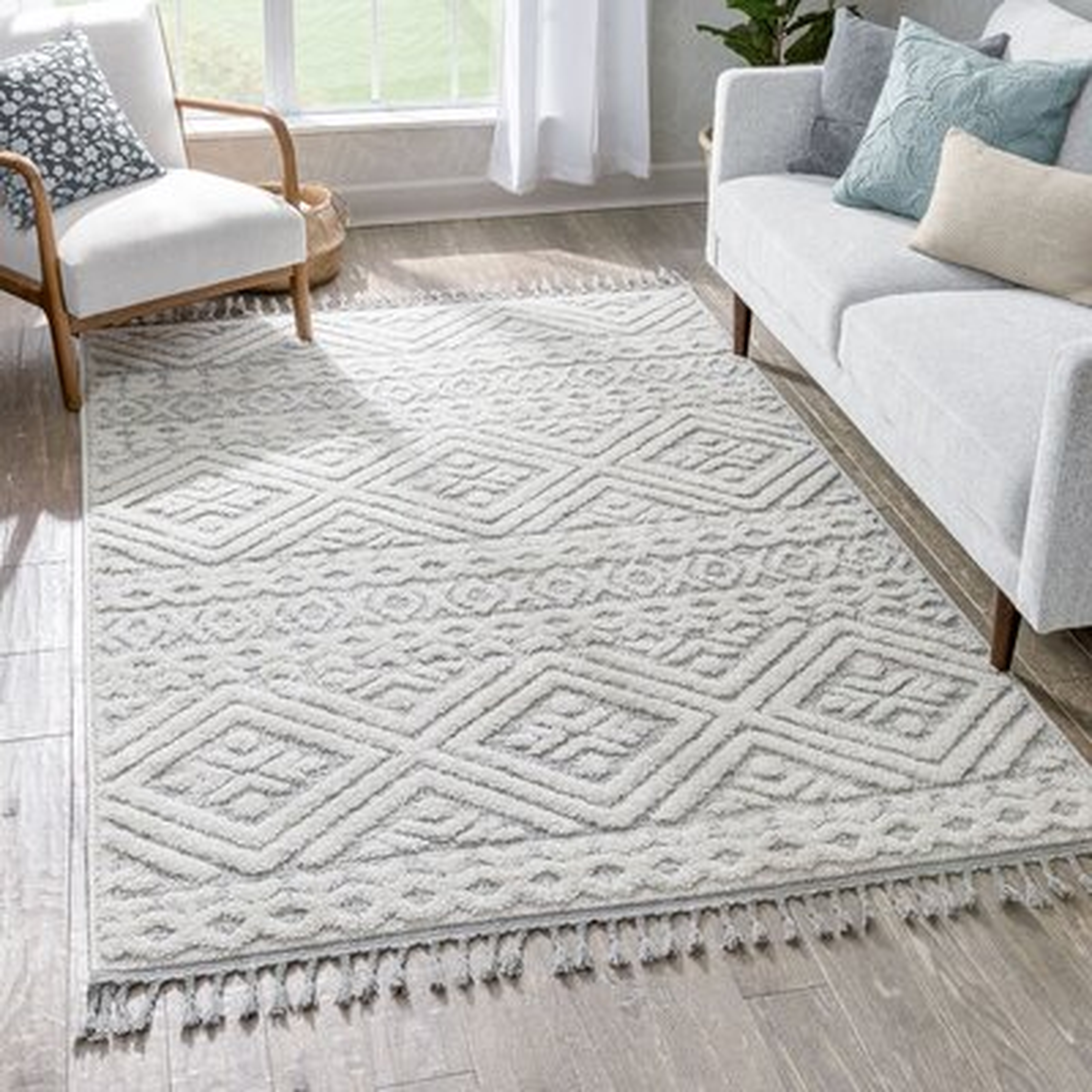 Eliana Geometric Hooked White/Gray Area Rug - Wayfair