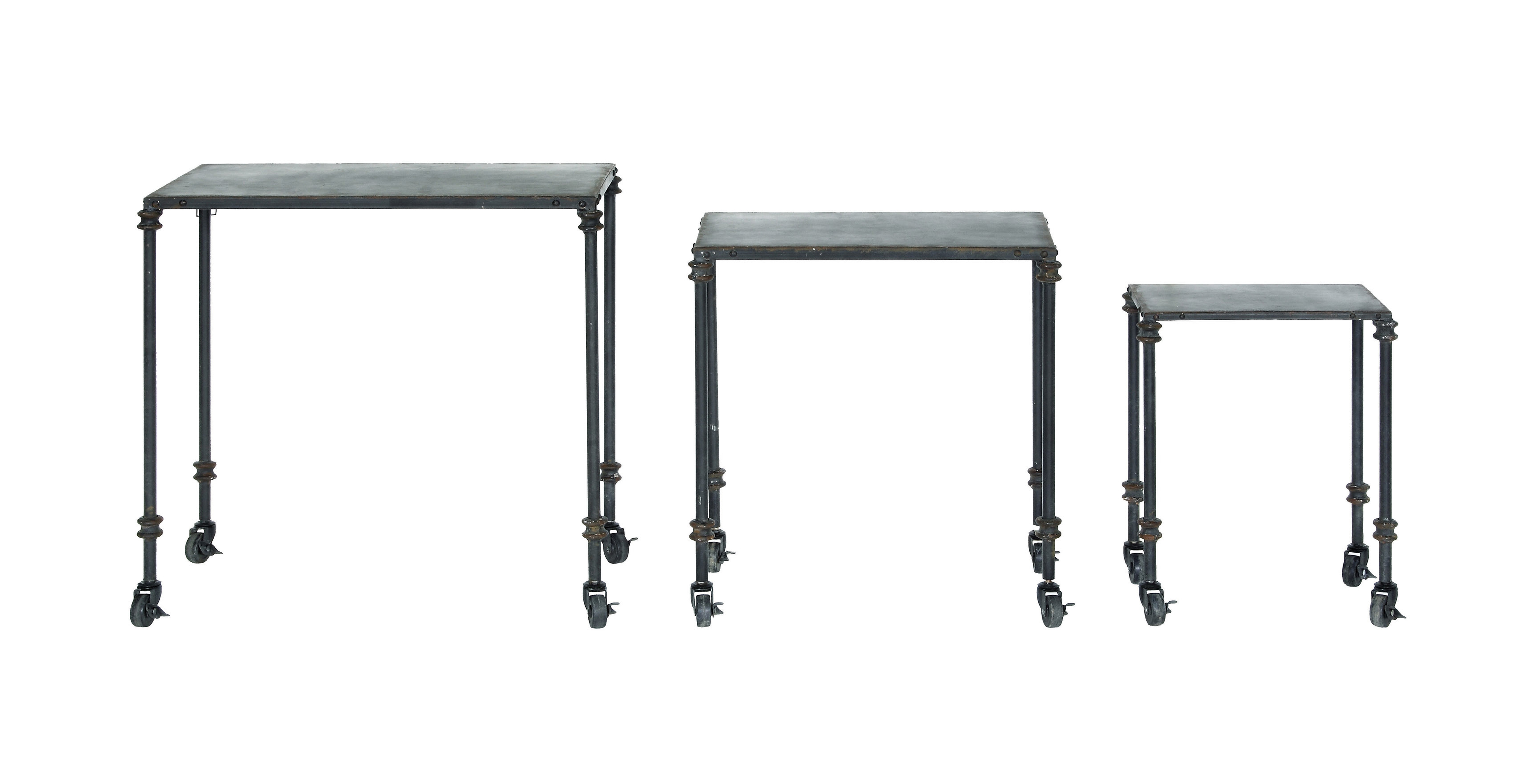 Black Metal Tables on Casters (Set of 3 Sizes) - Nomad Home