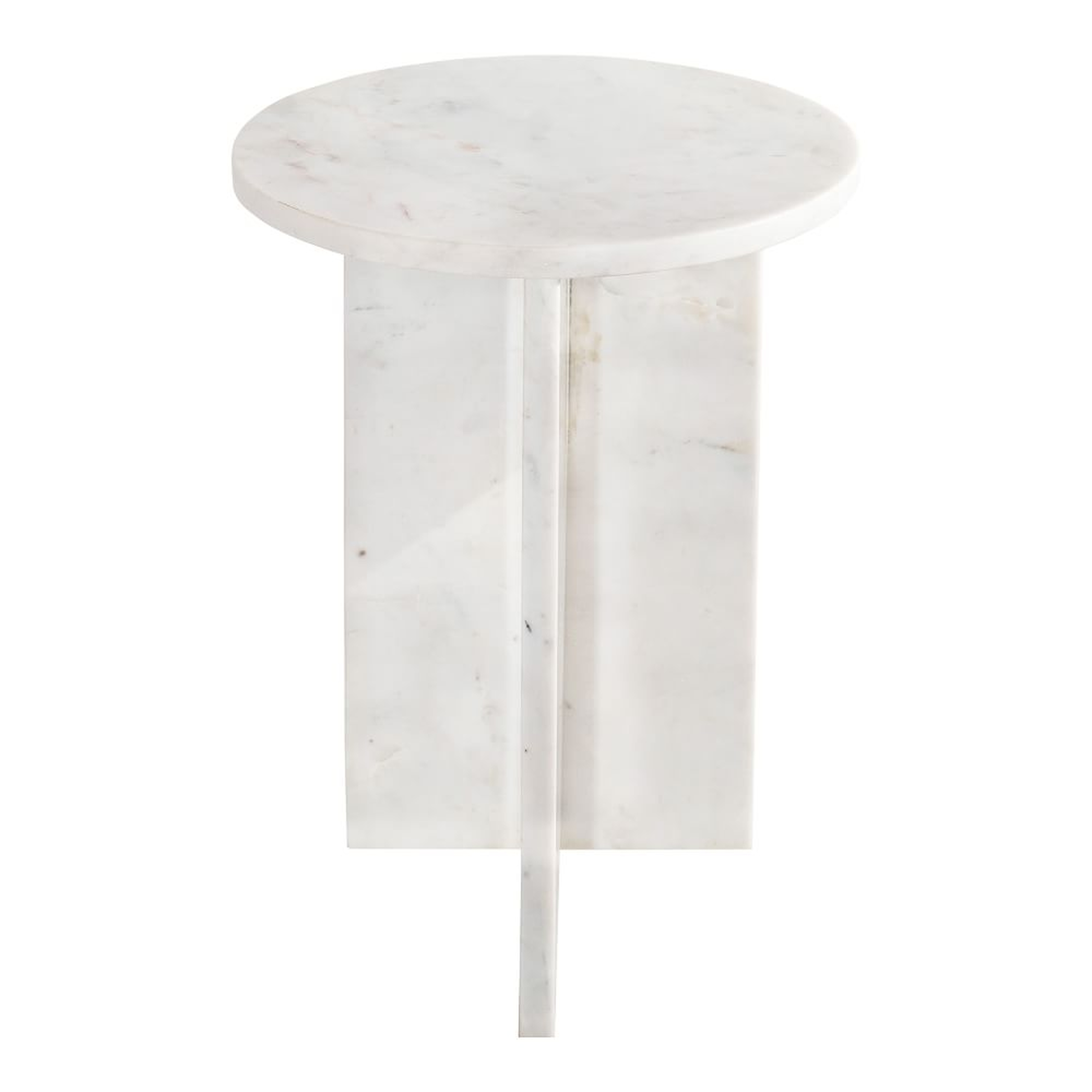 Angled Base Marble Side Table- White - West Elm