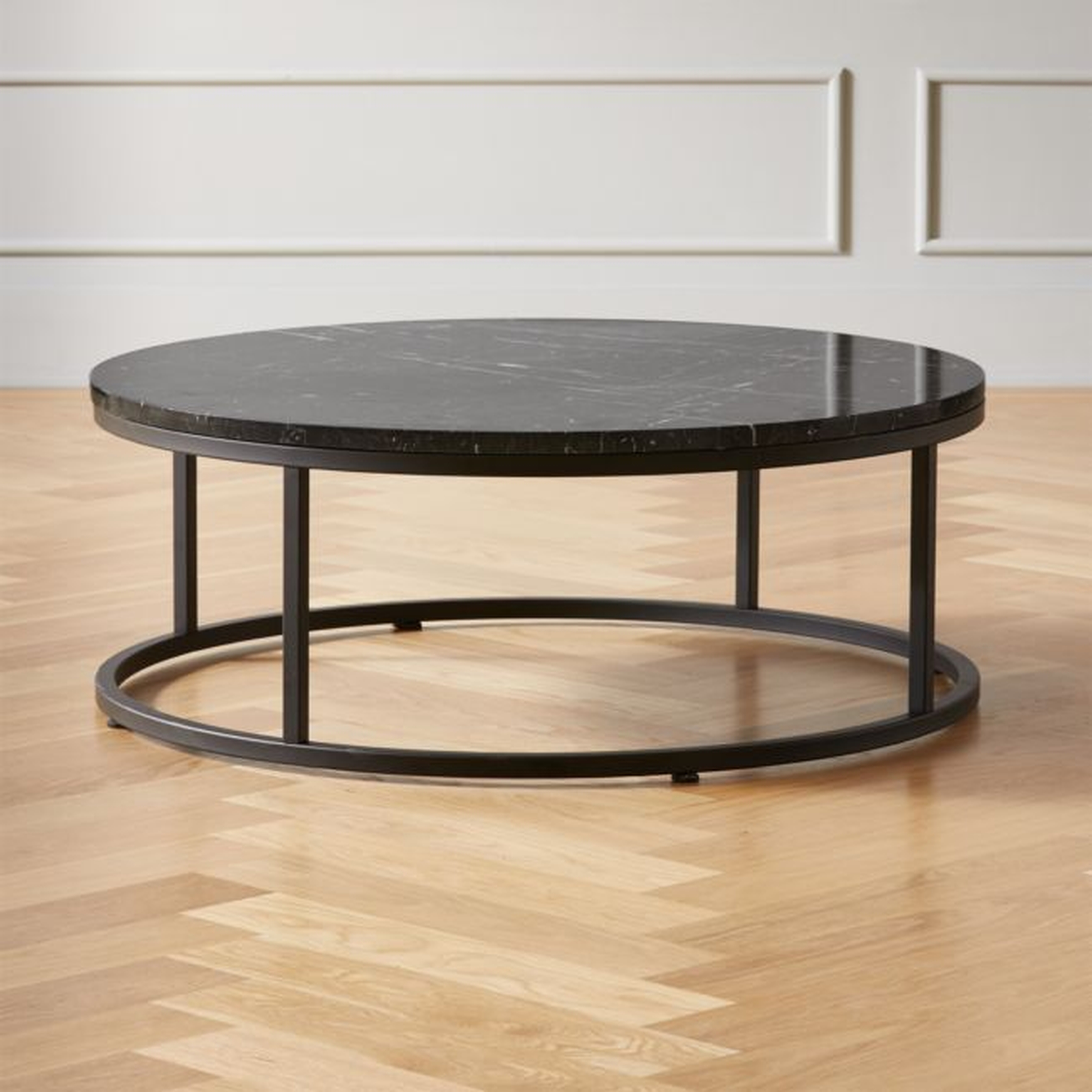 Smart Round Black Marble Coffee Table - CB2
