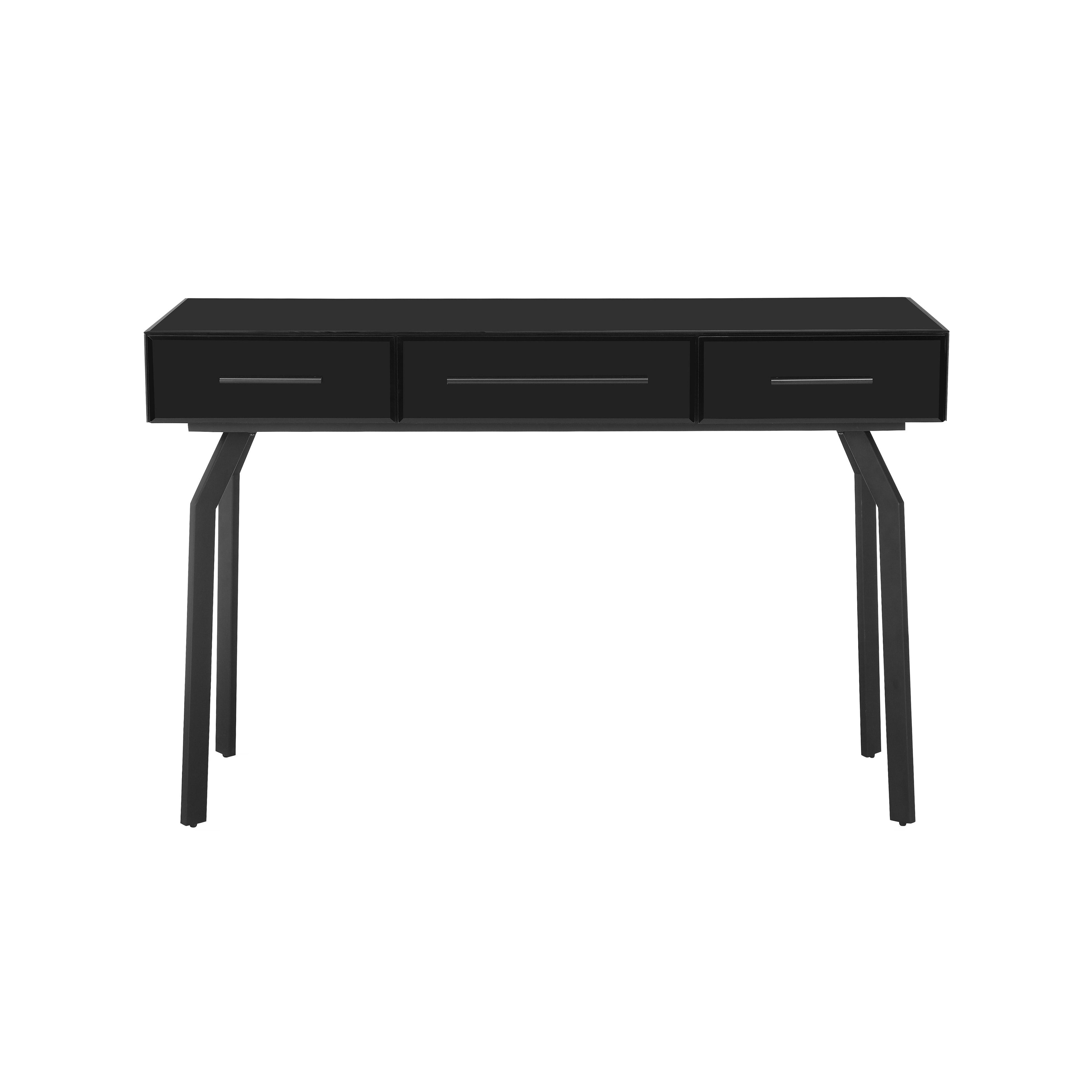 Santana Black Glass Desk Console Table - TOV FURNITURE