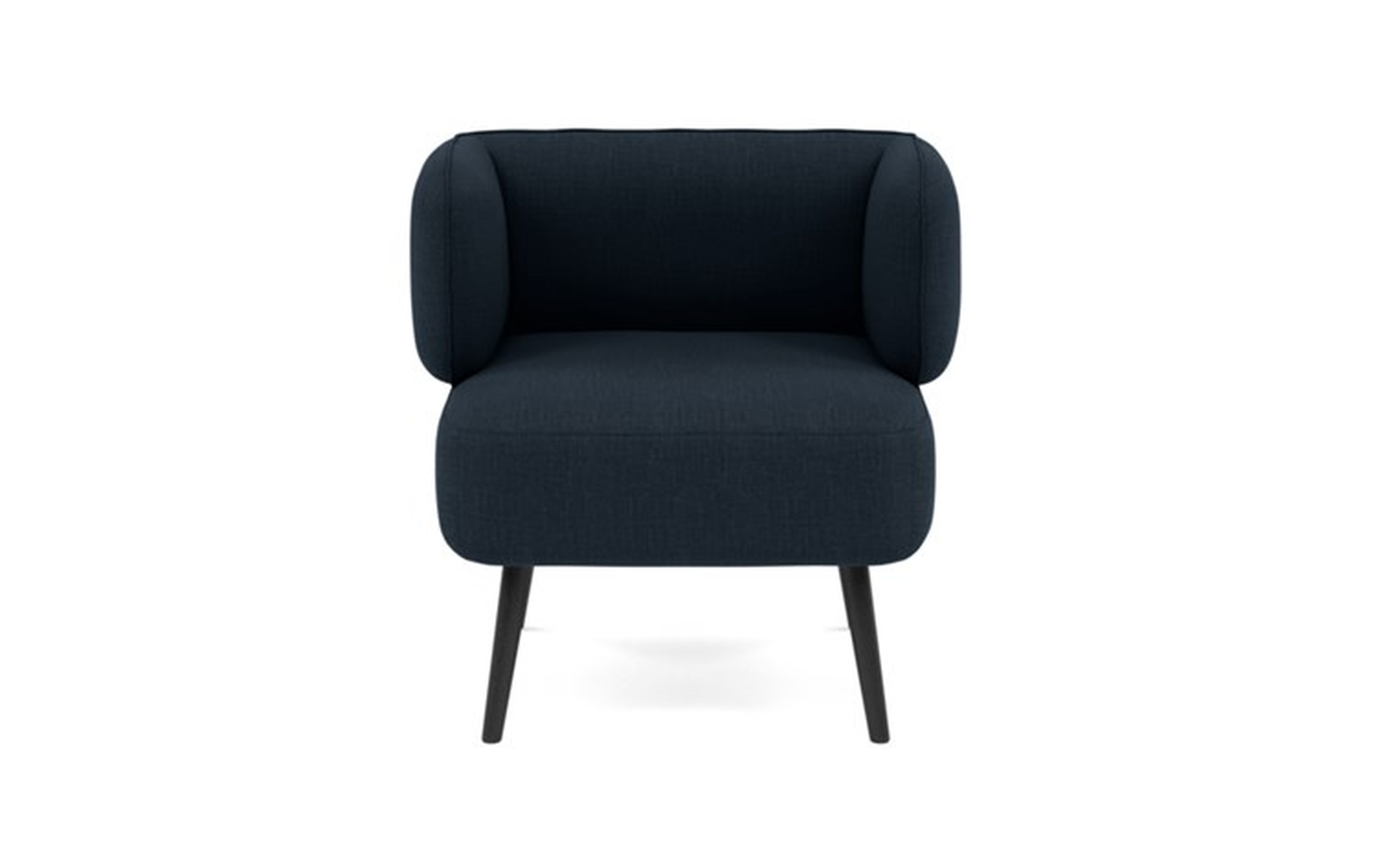 Parker Slipper Chair with Blue Boy Blue Fabric and Matte Black legs - Interior Define
