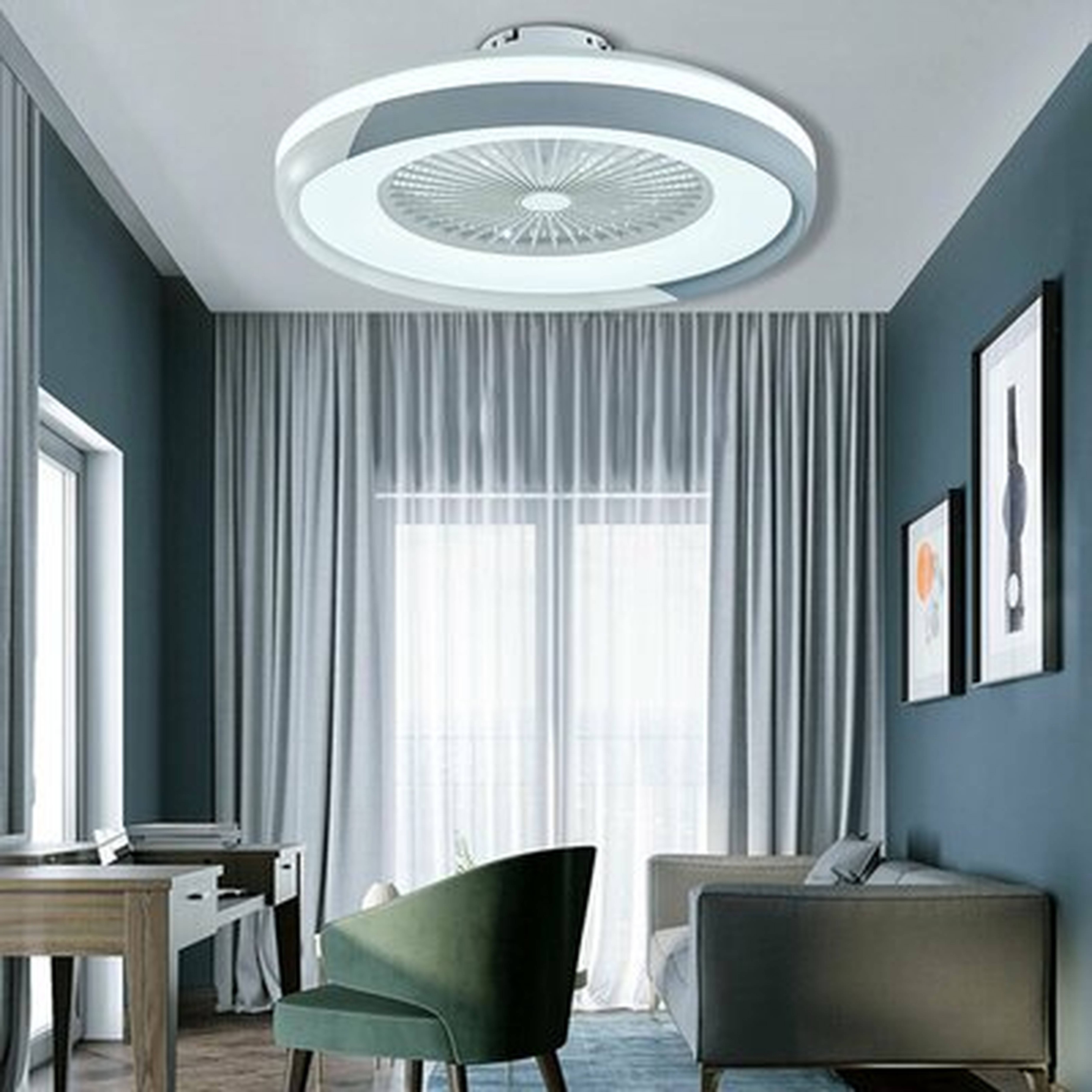 23-Inch Recessed Fan Chandelier, Fan Blade Hidden Led Ceiling Fan Light. Chrome - Wayfair