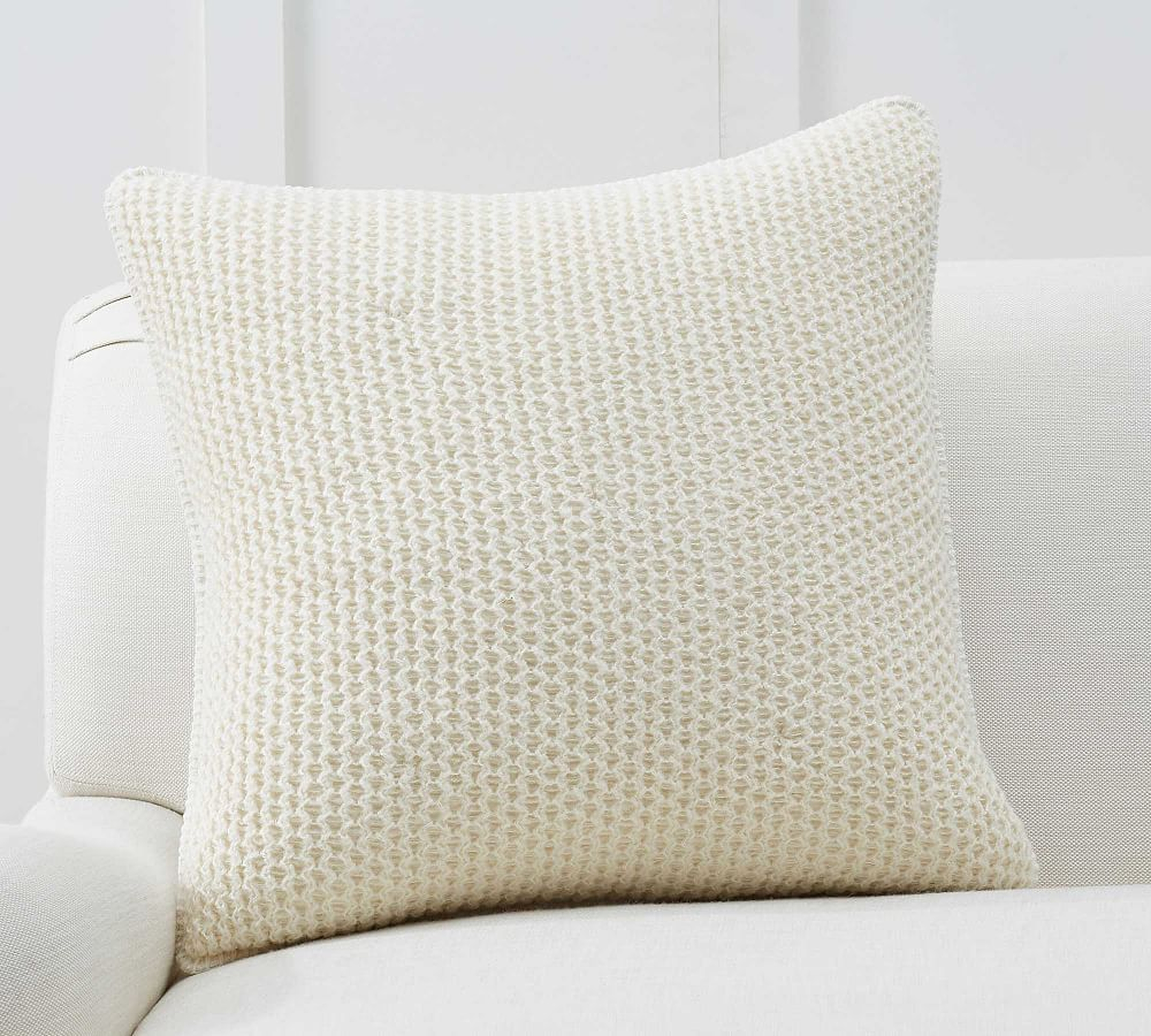 Thermal Sherpa Back Knit Pillow Cover, 24 x 24", Ivory - Pottery Barn